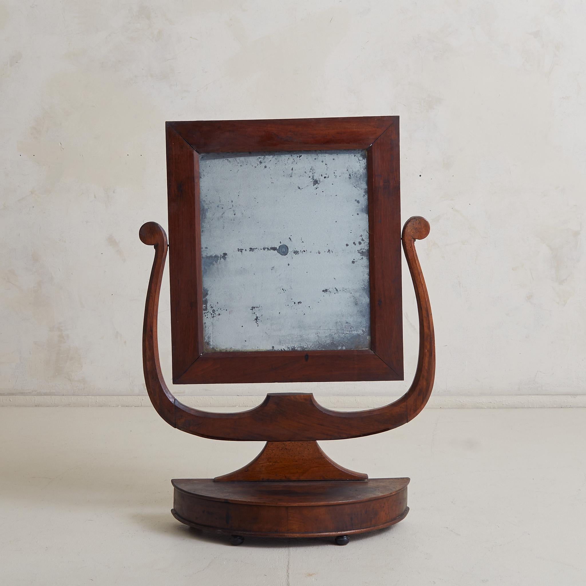 italien Antique Vanity Mirror en noyer, Italie 19ème siècle en vente