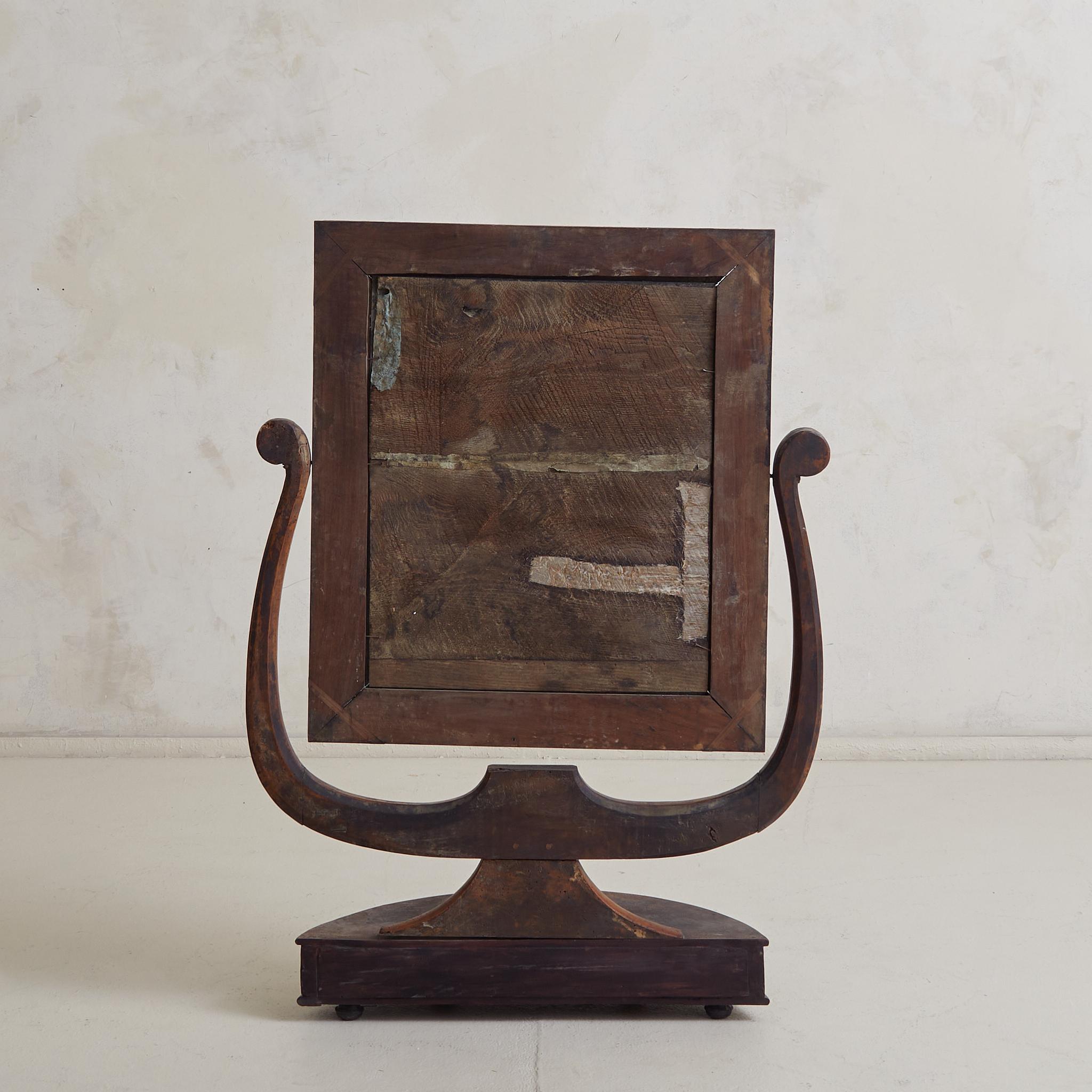 XIXe siècle Antique Vanity Mirror en noyer, Italie 19ème siècle en vente