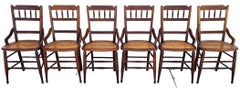 Antique Walnut Victorian Spindle Back Cane Seat Dining Chairs Set of 6