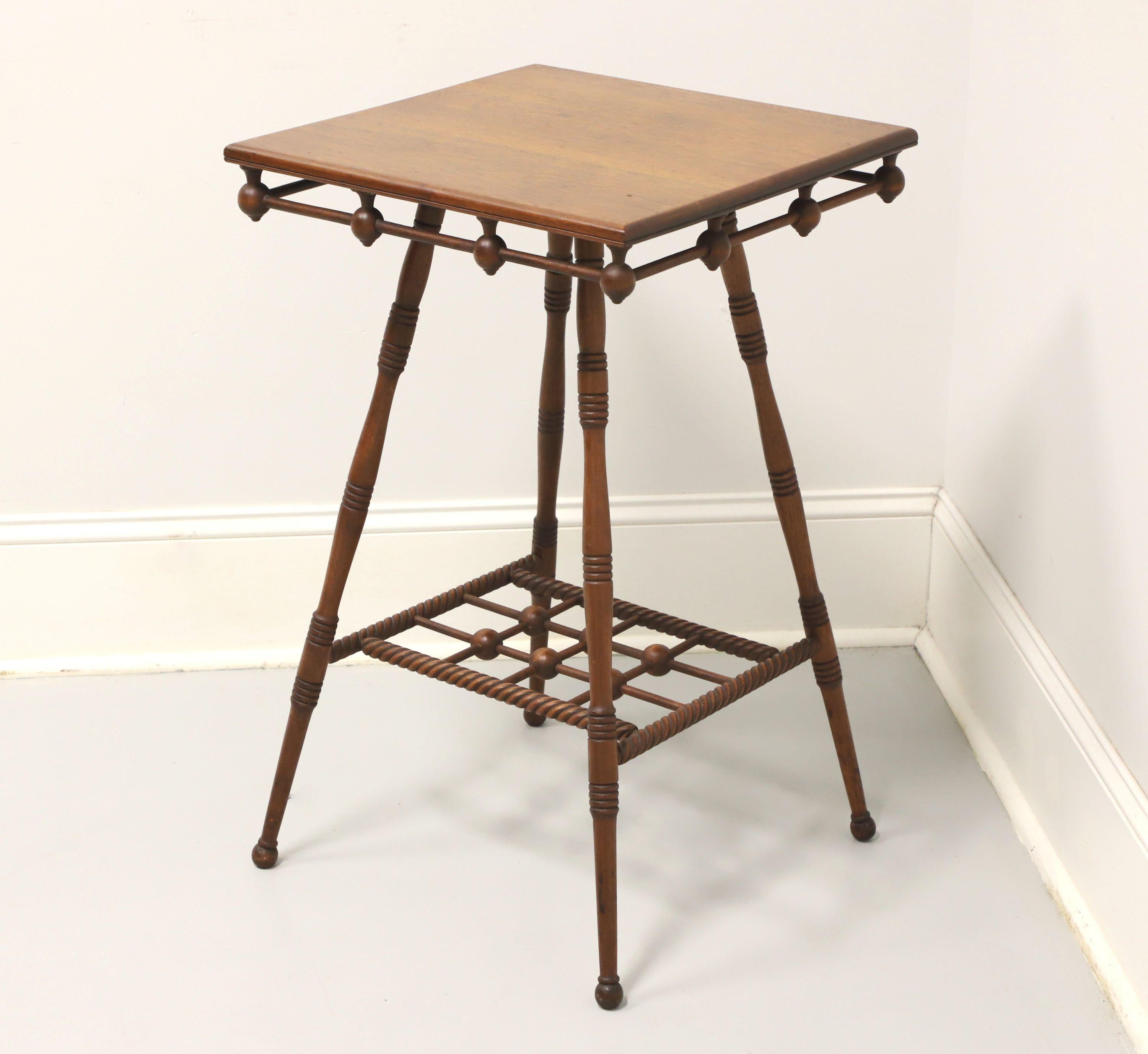 American Antique Walnut Victorian Square Turned Leg Side Table For Sale