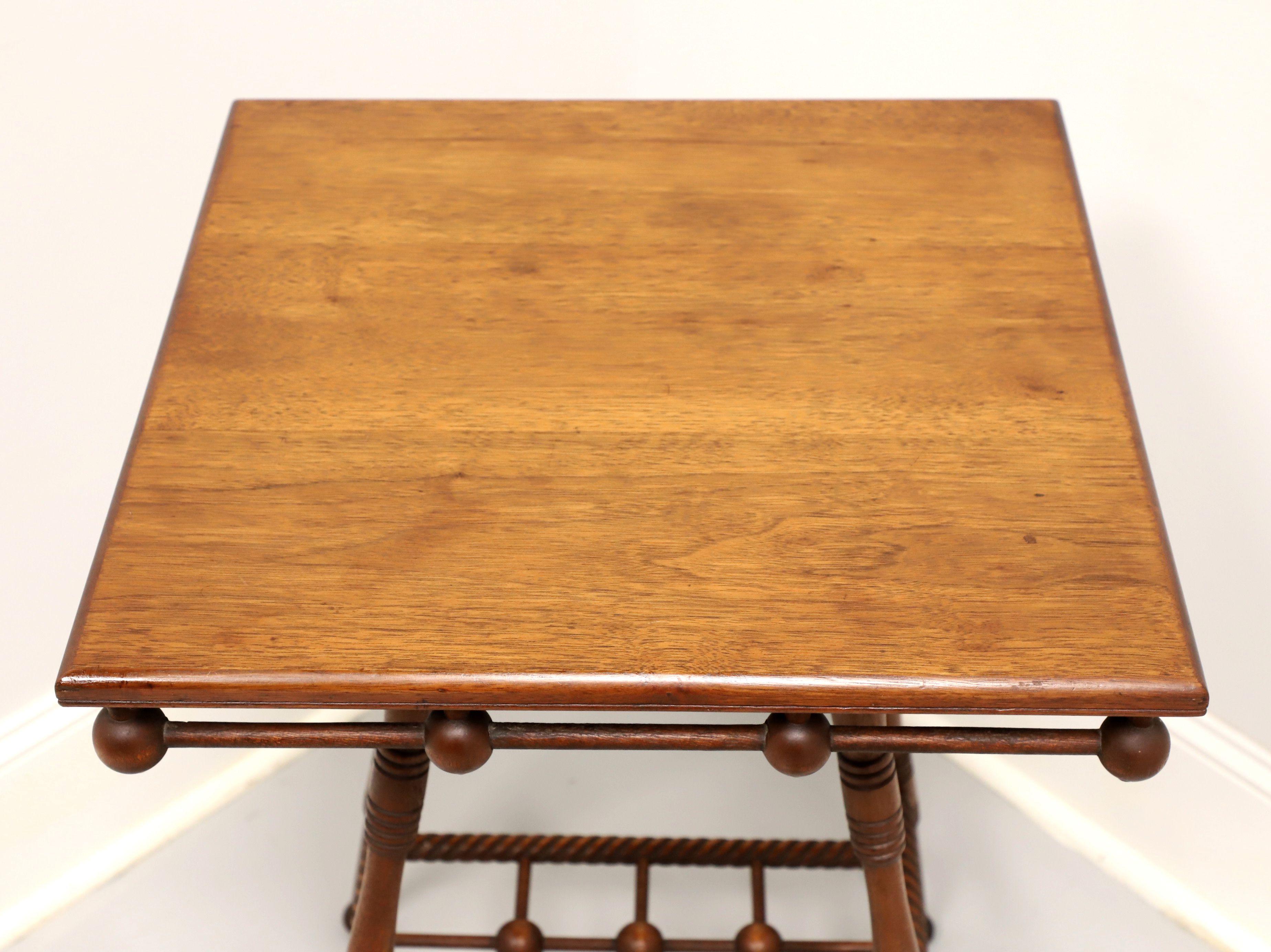 19th Century Antique Walnut Victorian Square Turned Leg Side Table For Sale