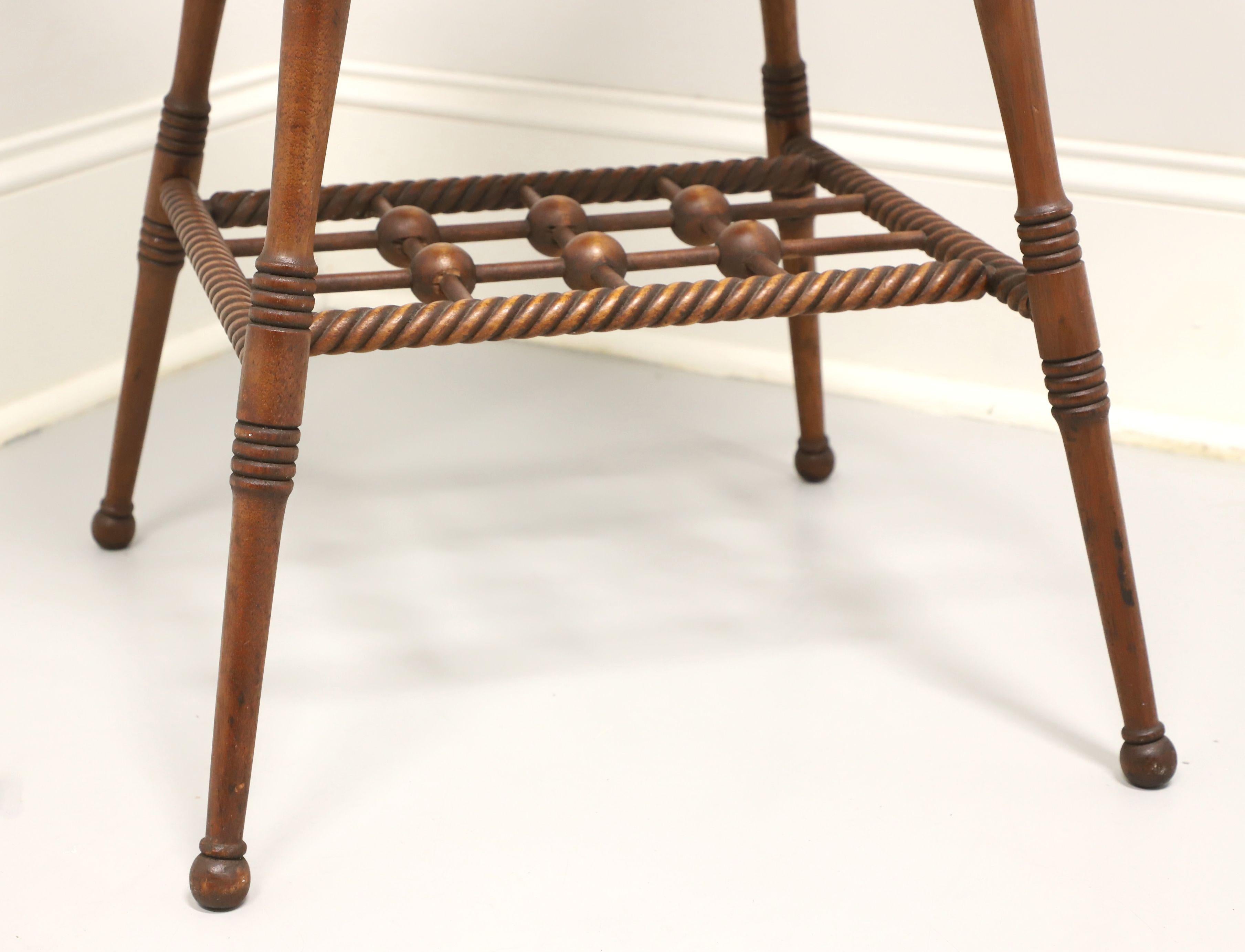 Antique Walnut Victorian Square Turned Leg Side Table For Sale 2