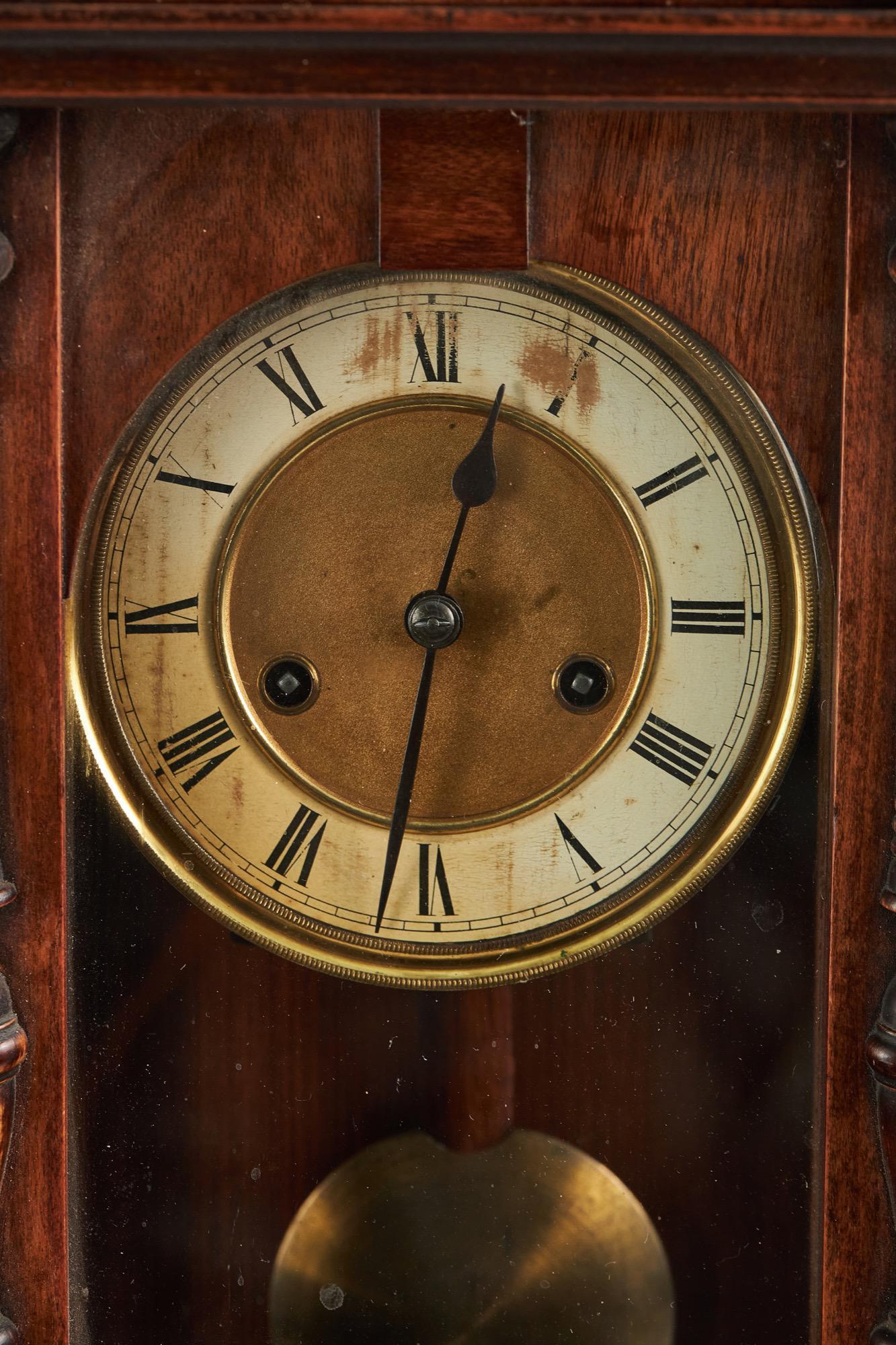 Antique Walnut Wall Clock For Sale 4