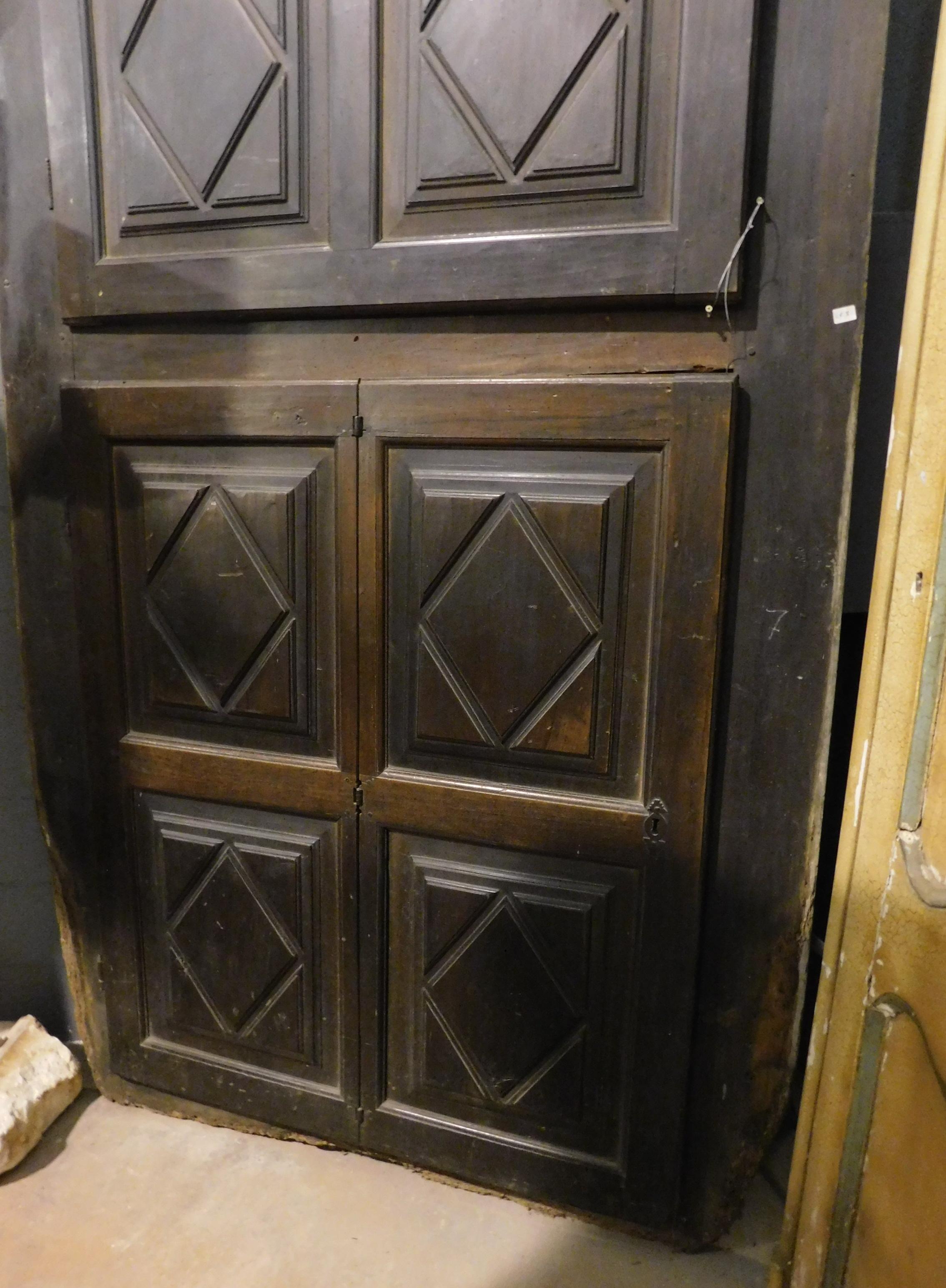 Hand-Carved Antique Walnut Wall Placard, Double Body Cupboard, Carved Walnut, '700 Italy For Sale