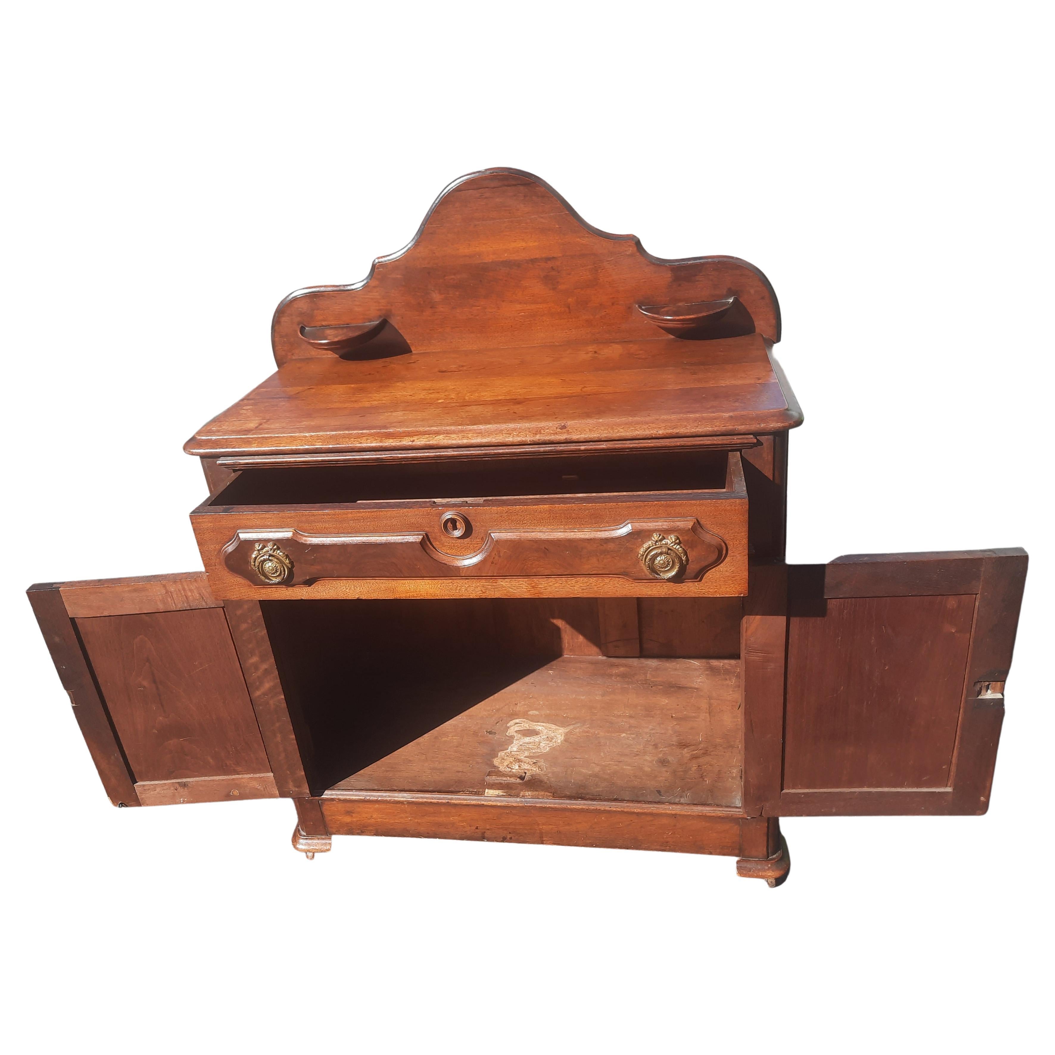 American Antique Walnut Washstand Candle Holder with Back Splash, Circa 1870s