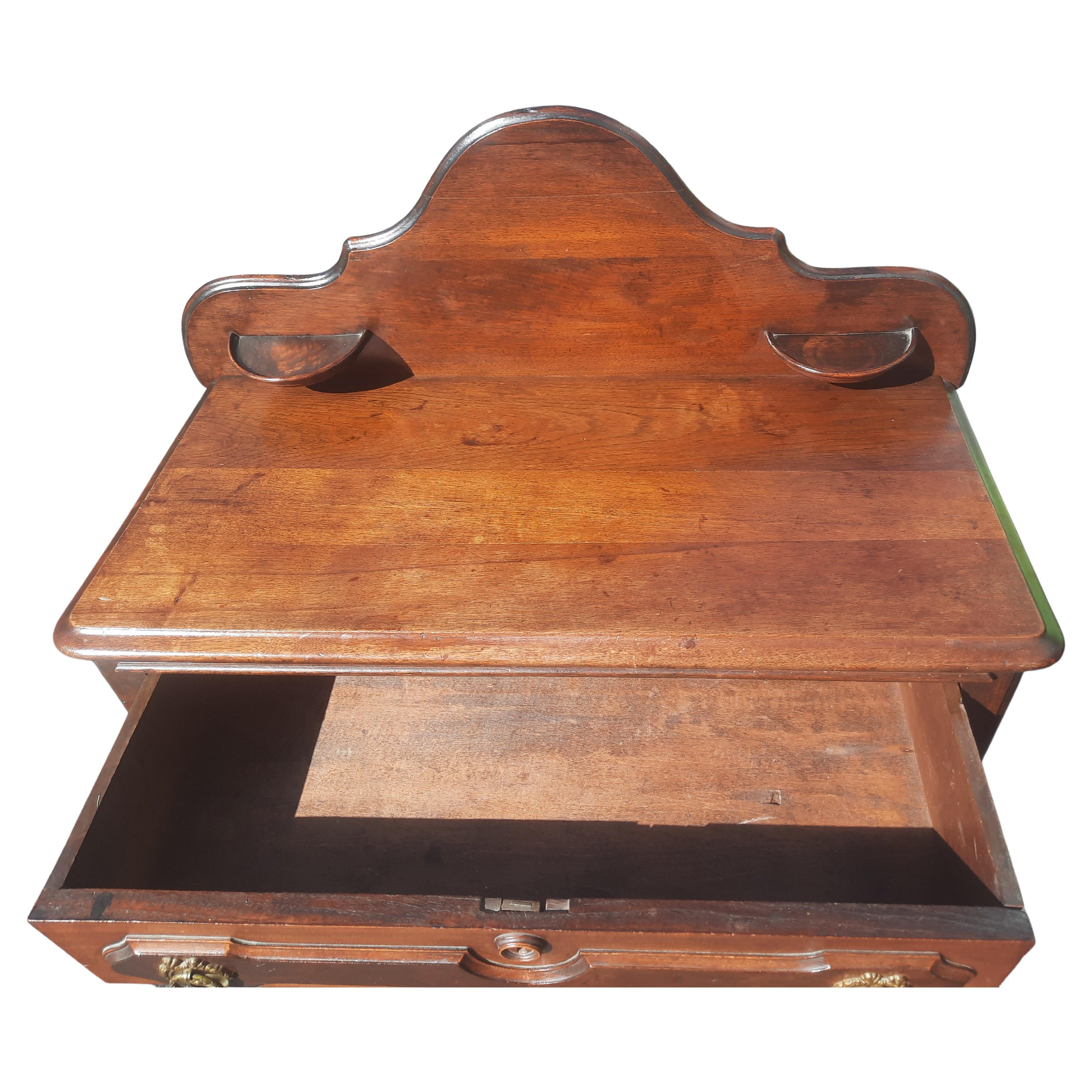 Antique Walnut Washstand Candle Holder with Back Splash, Circa 1870s In Good Condition In Germantown, MD