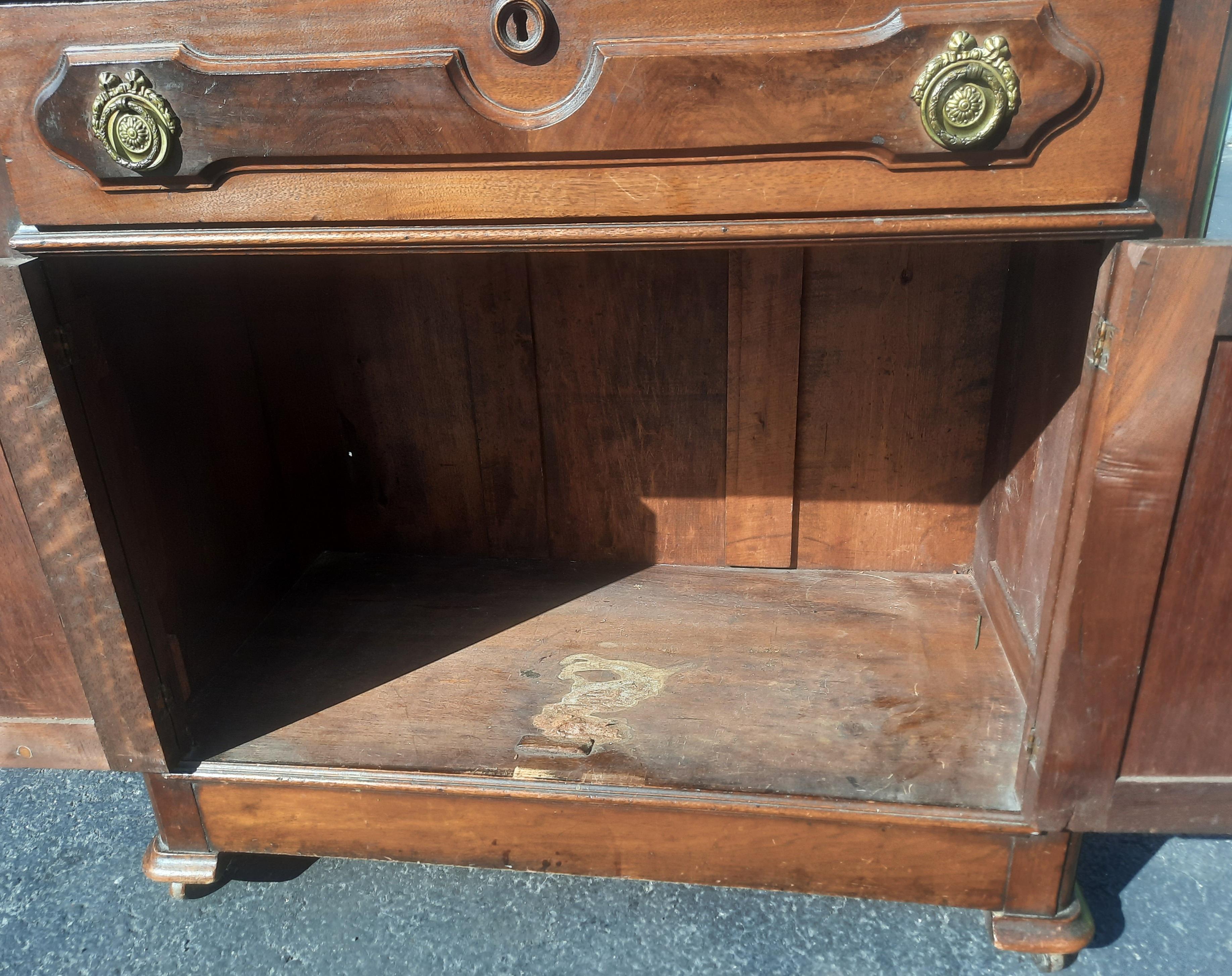 19th Century Antique Walnut Washstand Candle Holder with Back Splash, Circa 1870s