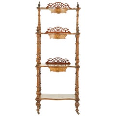 Antique Walnut Whatnot, 4-Tiered Display Stand, Marquetry, Scotland 1880, B1602