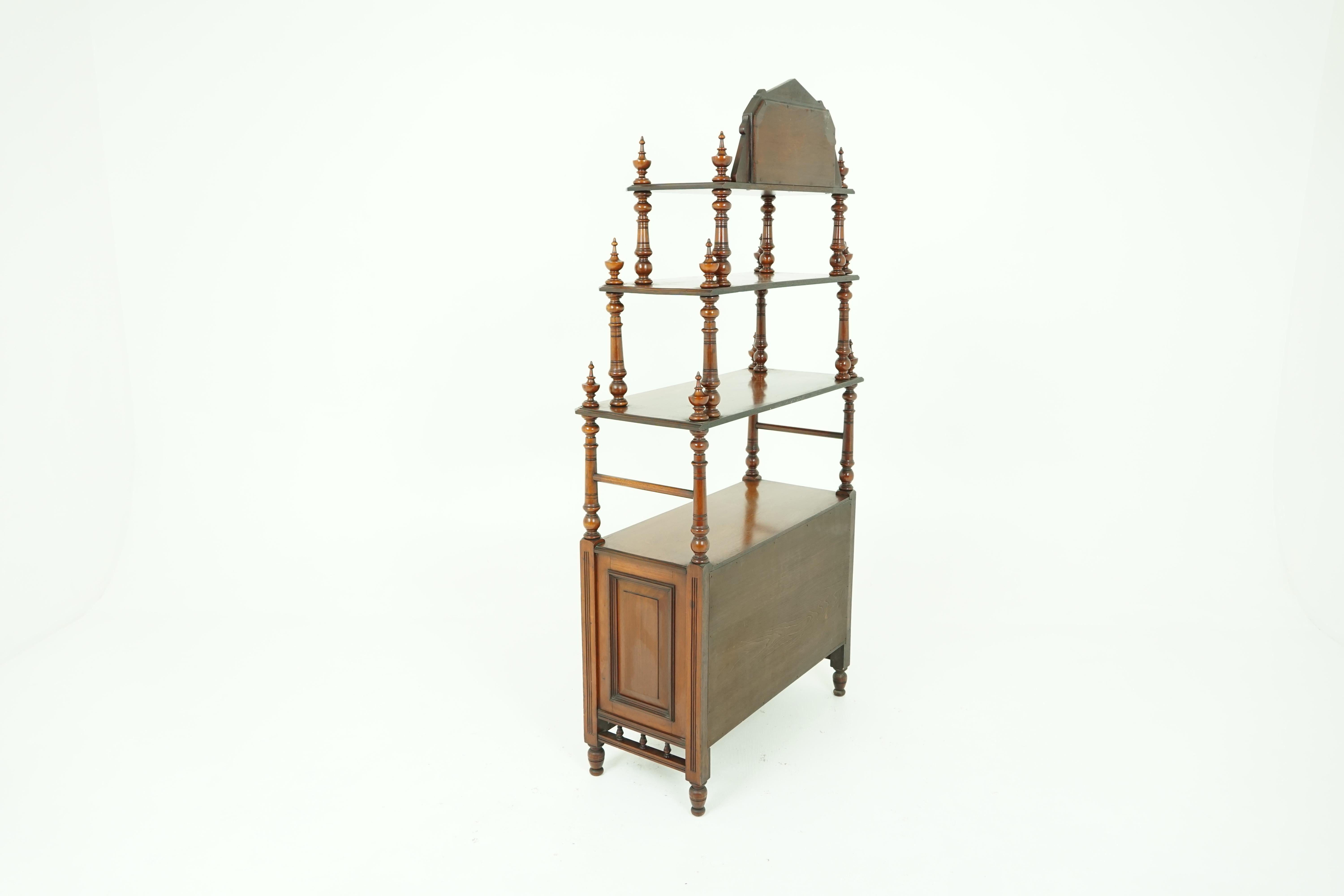 Scottish Antique Walnut Whatnot, Victorian 4-Tier Display Cabinet, Scotland, 1880