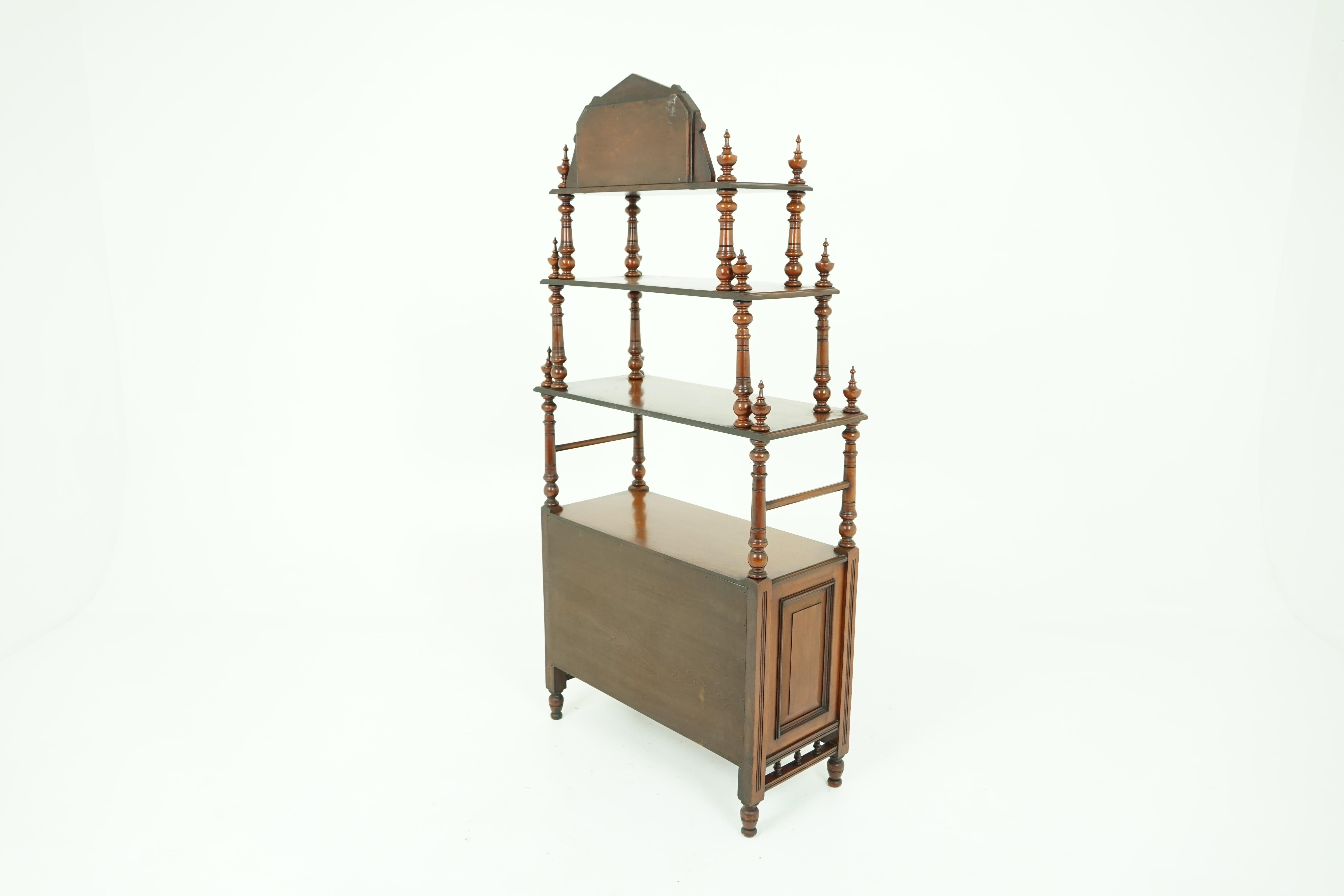 Antique Walnut Whatnot, Victorian 4-Tier Display Cabinet, Scotland, 1880 In Good Condition In Vancouver, BC