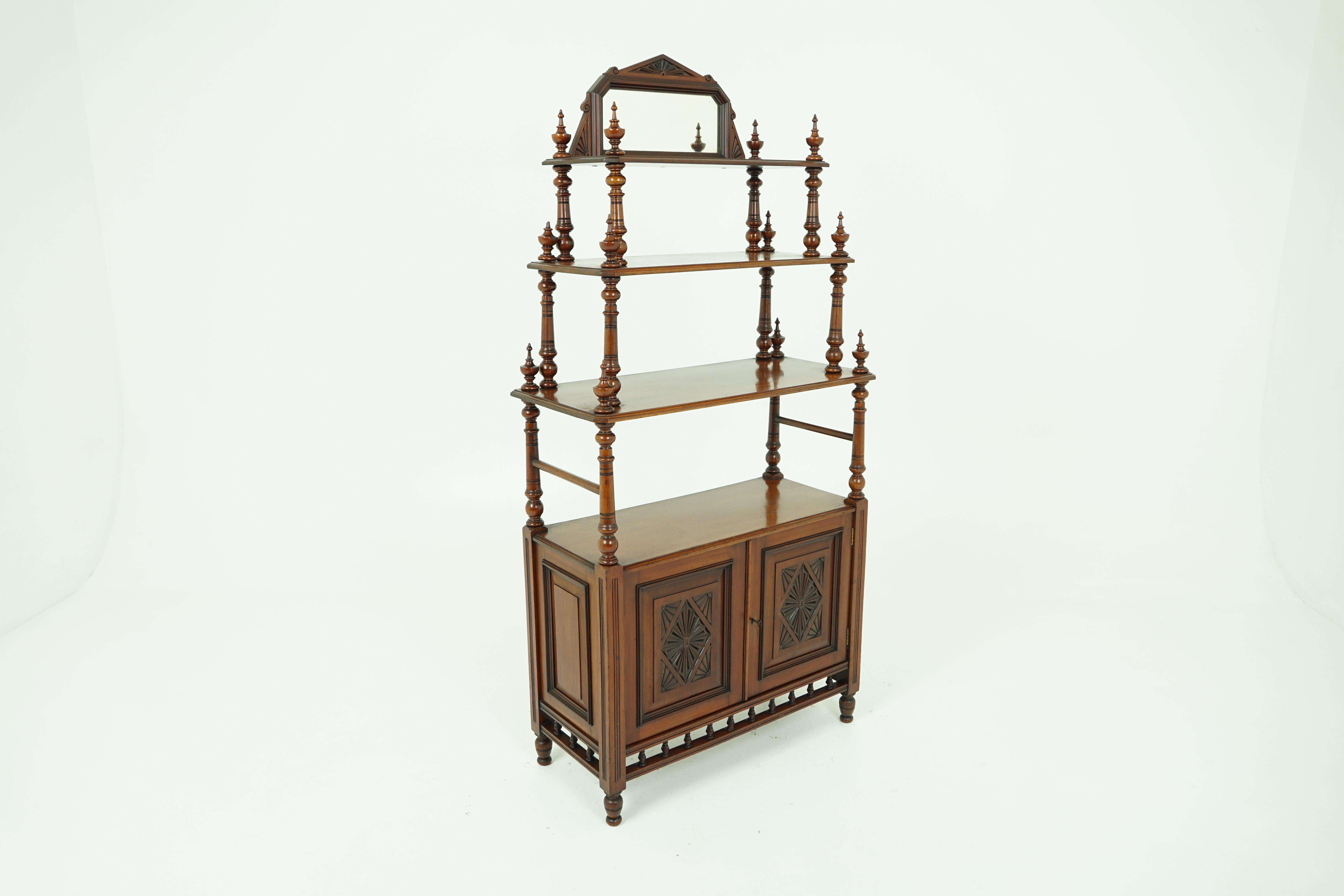 Antique Walnut Whatnot, Victorian 4-Tier Display Cabinet, Scotland, 1880 2