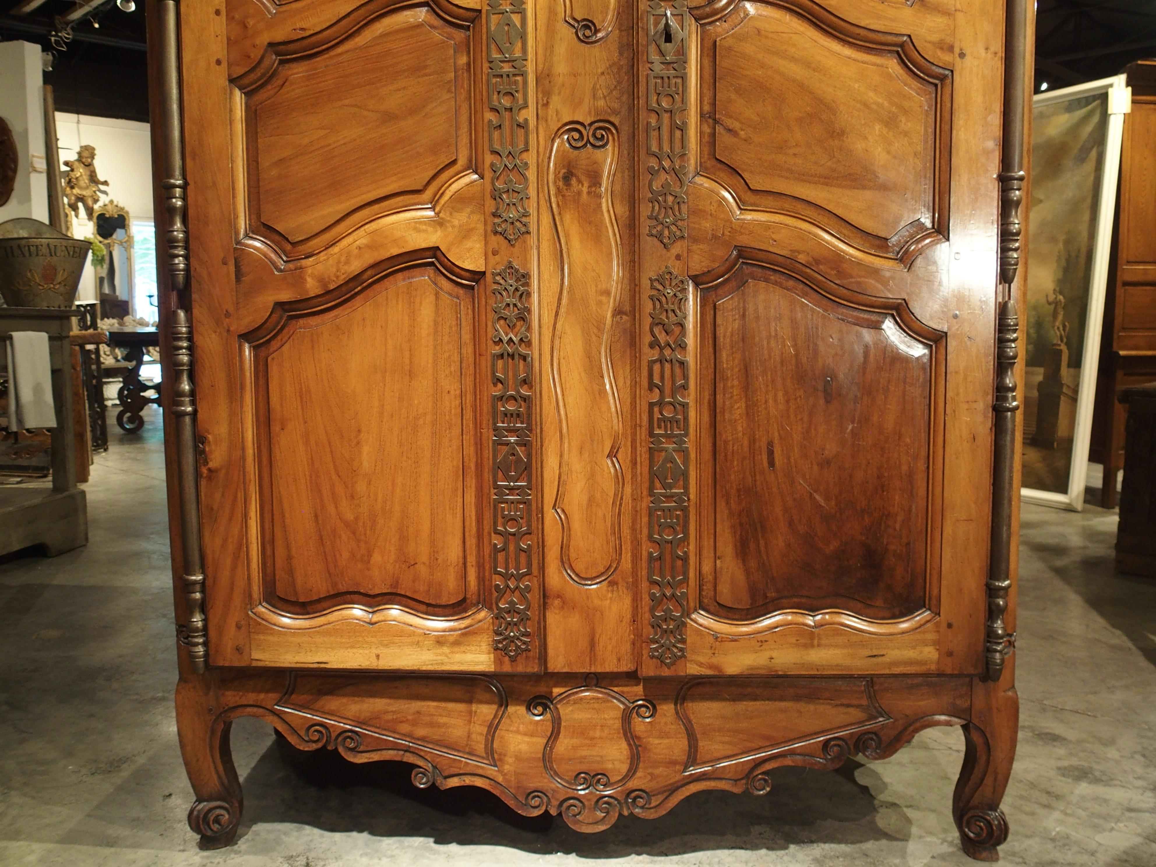 19th Century Antique Walnut Wood Armoire from Fourques, France, Circa 1820 For Sale