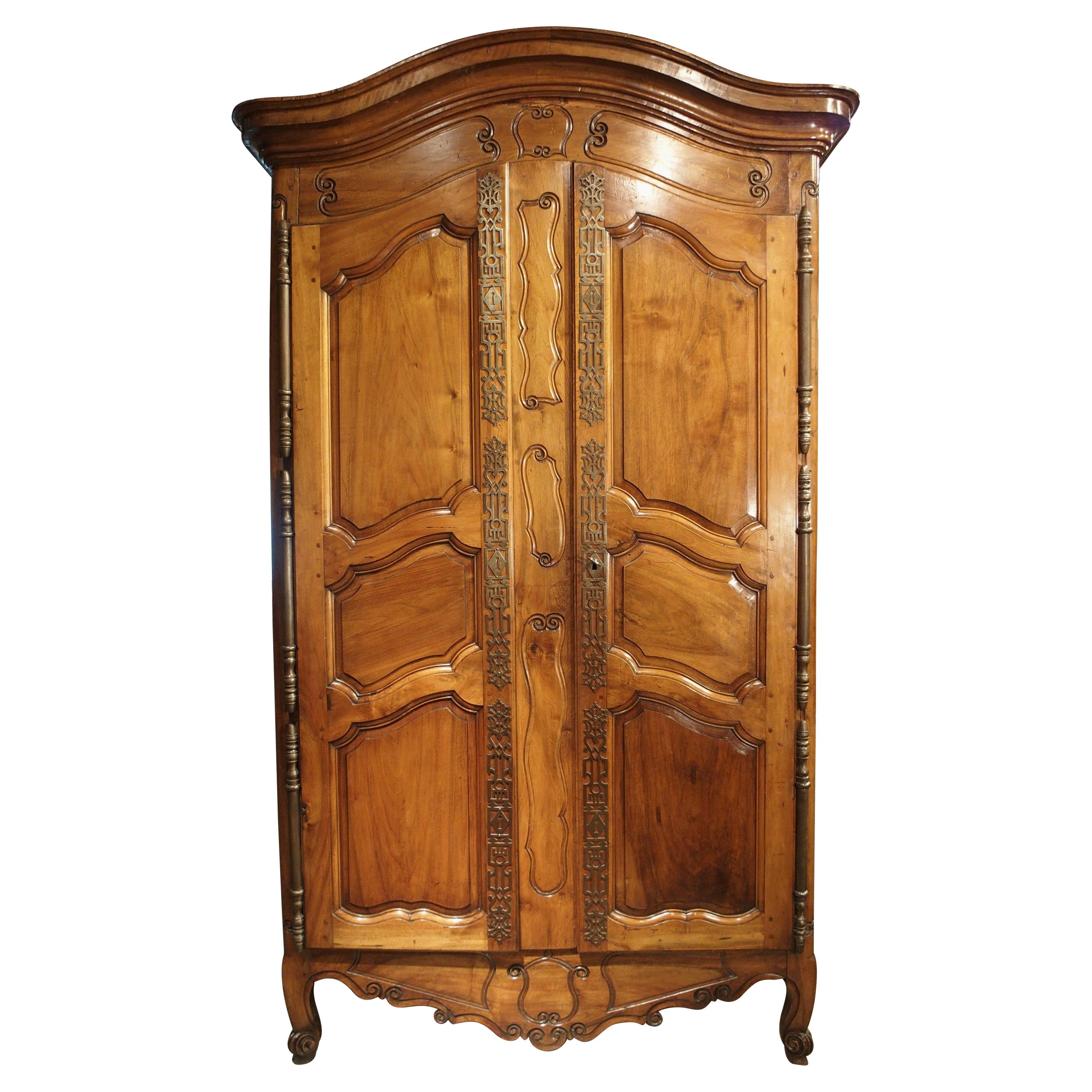 Antique Walnut Wood Armoire from Fourques, France, Circa 1820 For Sale