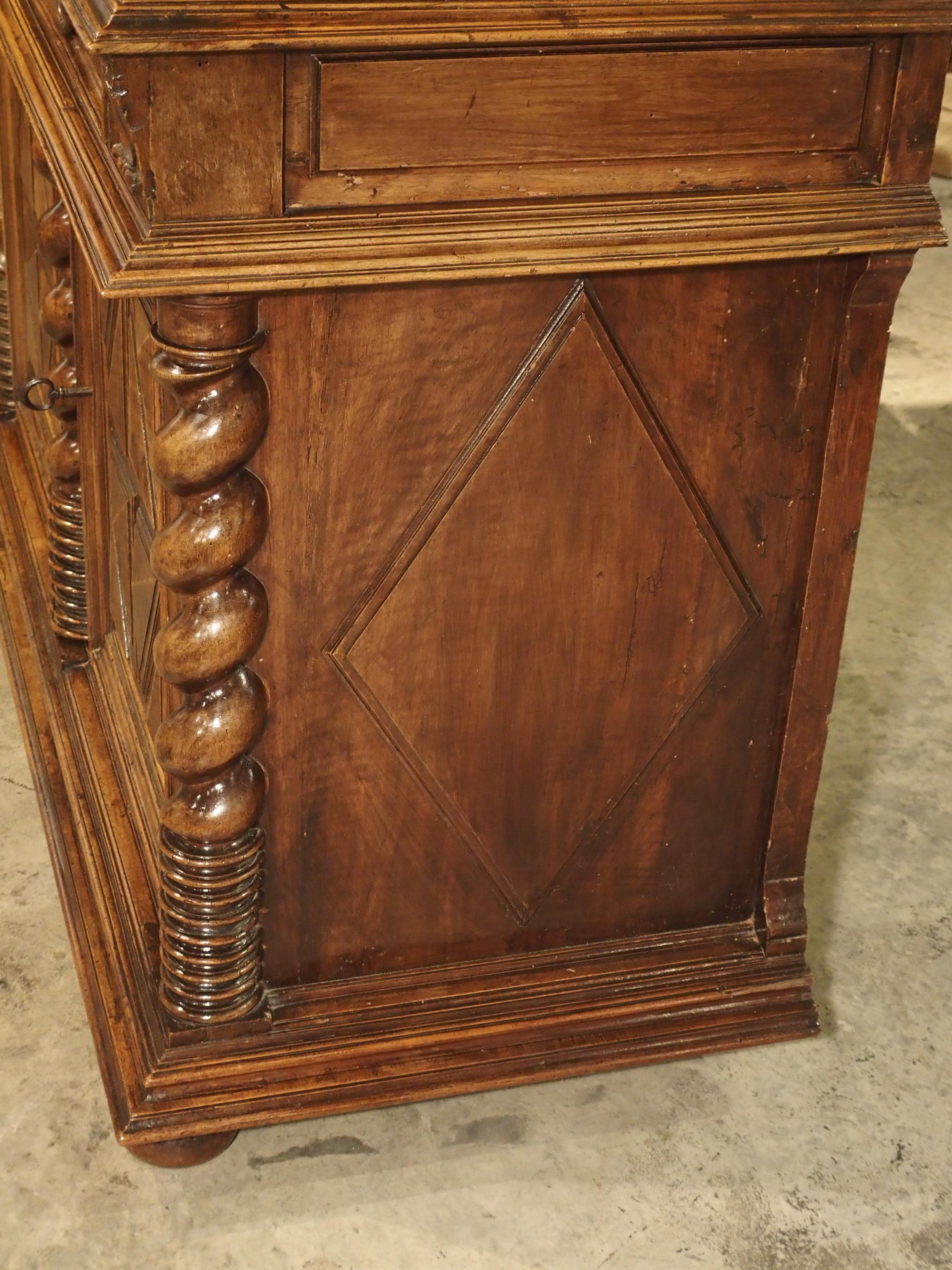 Antique Walnut Wood Buffet Deux Corps from Southwestern France, circa 1690 5