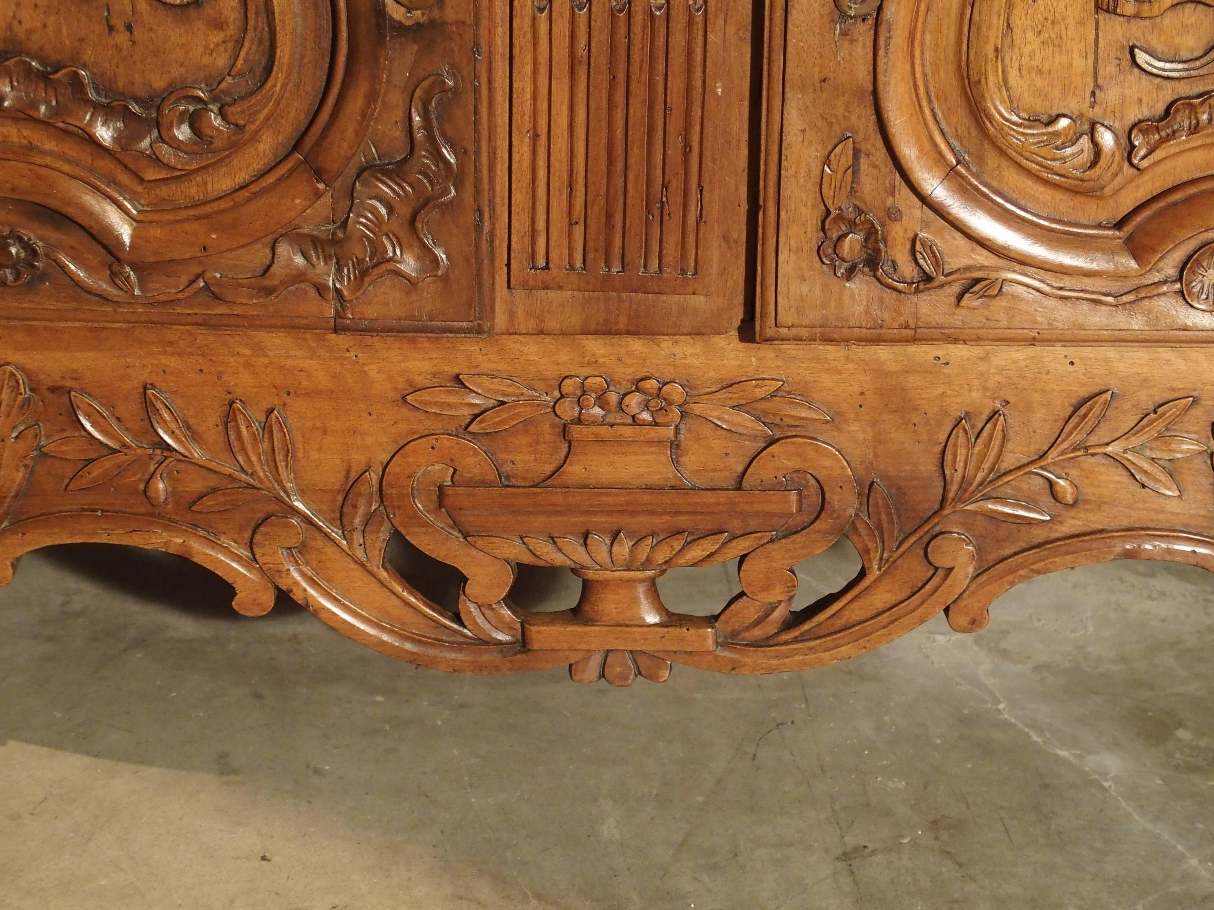 French Antique Walnut Wood Buffet from Provence, France, 19th Century