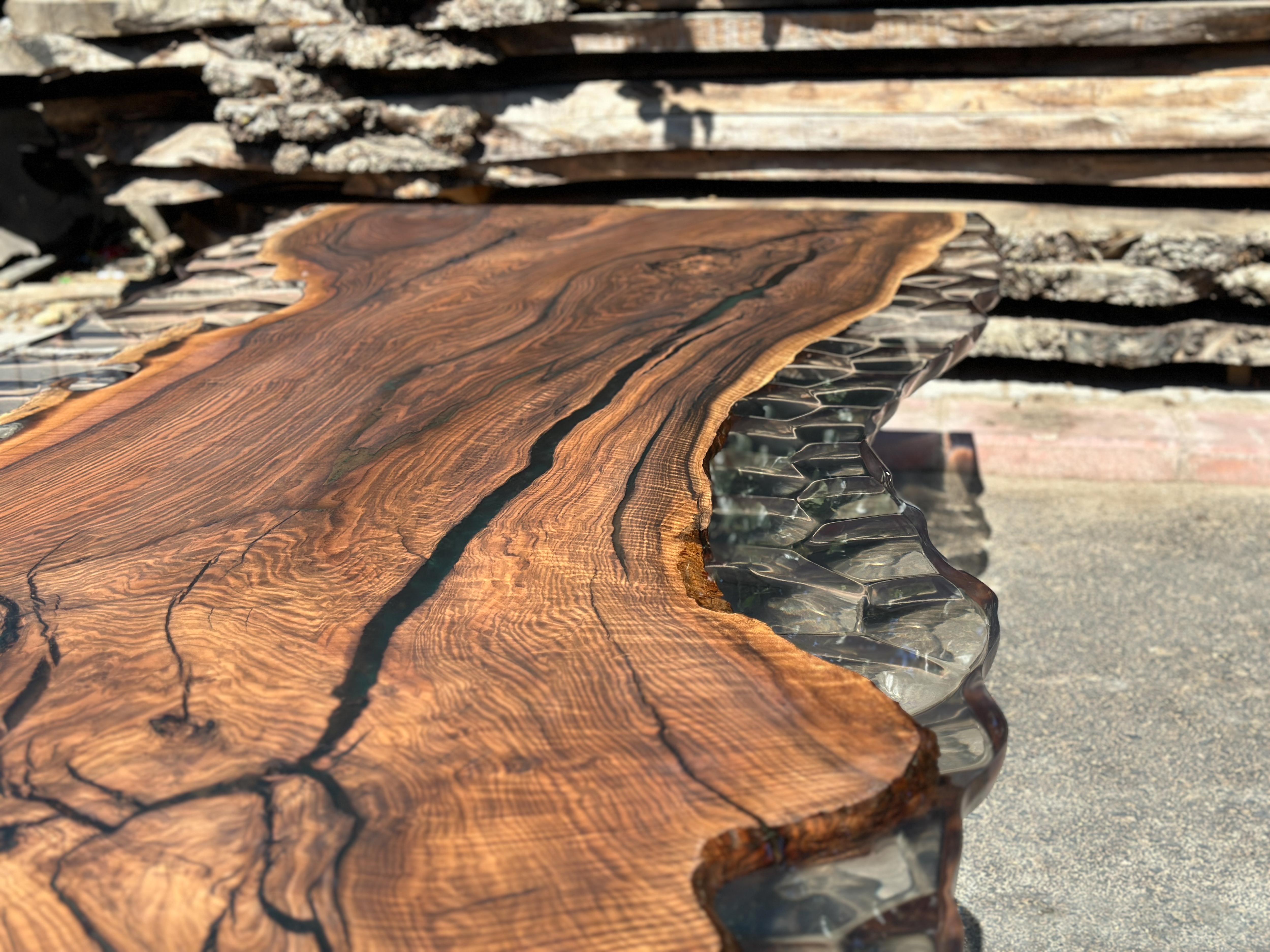 Mesa Epoxi Nogal - Mesa de Comedor y Cocina de Lujo de Madera Maciza en venta 5
