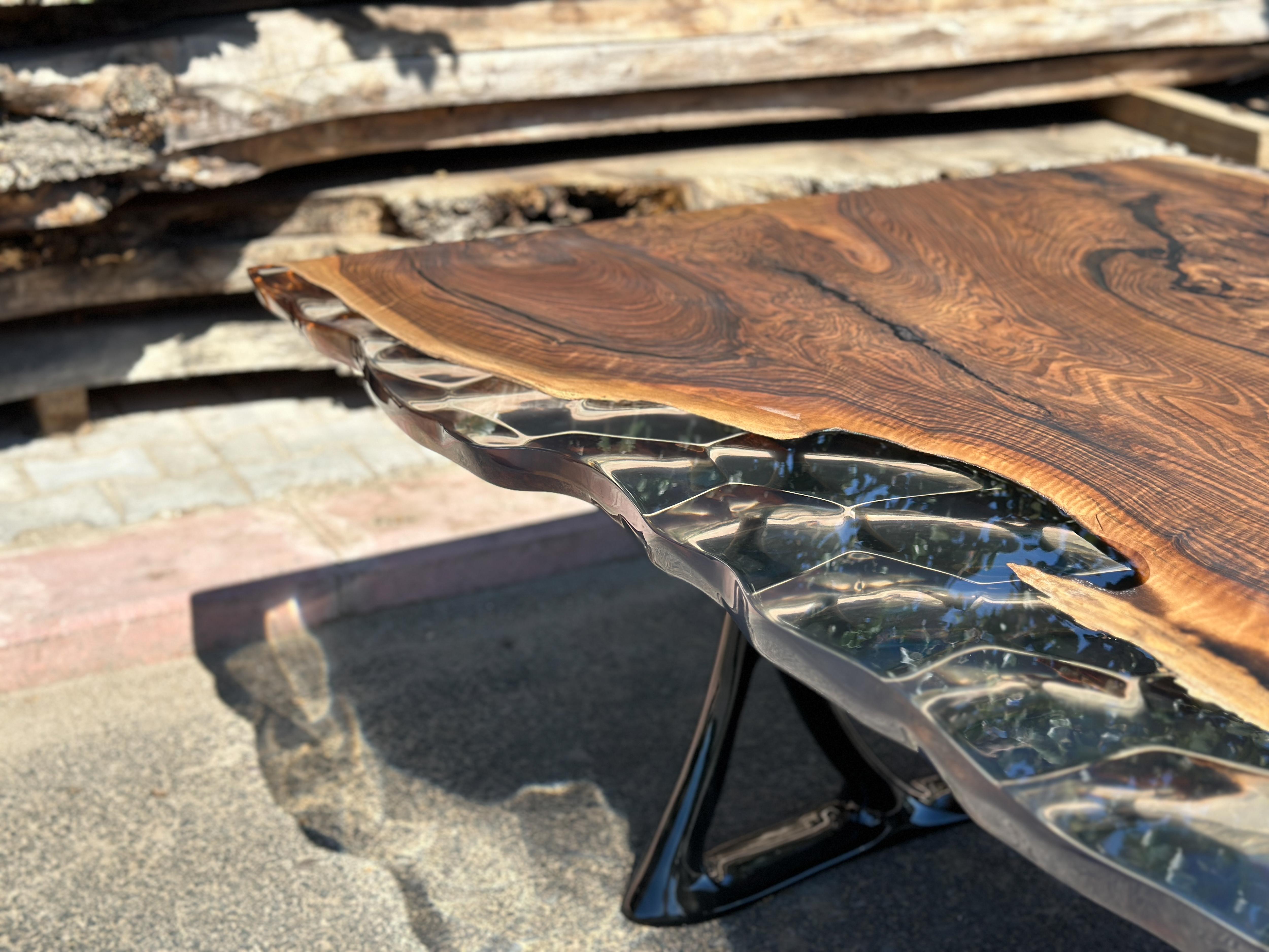Mesa Epoxi Nogal - Mesa de Comedor y Cocina de Lujo de Madera Maciza en venta 6