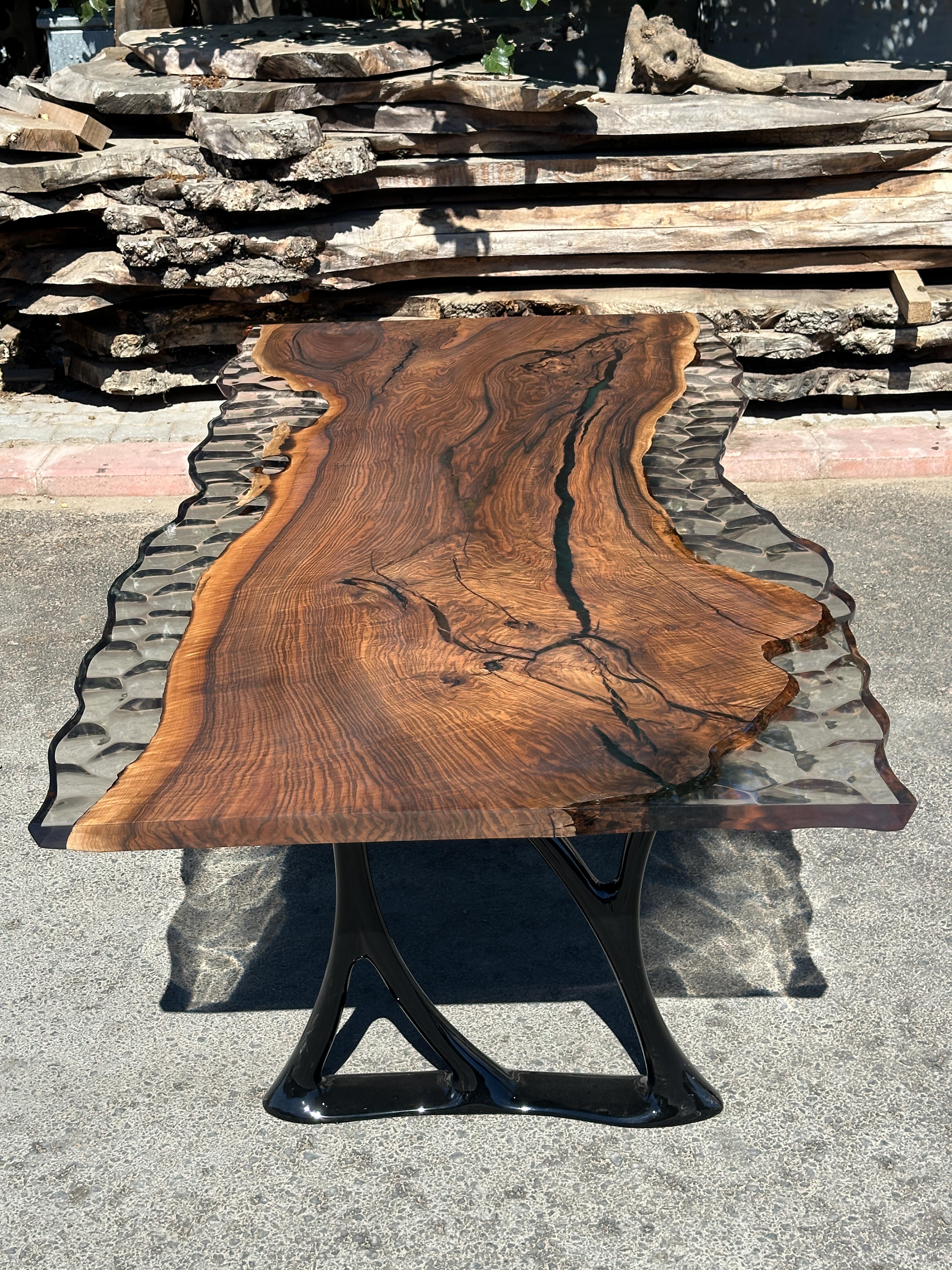 Mesa Epoxi Nogal - Mesa de Comedor y Cocina de Lujo de Madera Maciza Turco en venta
