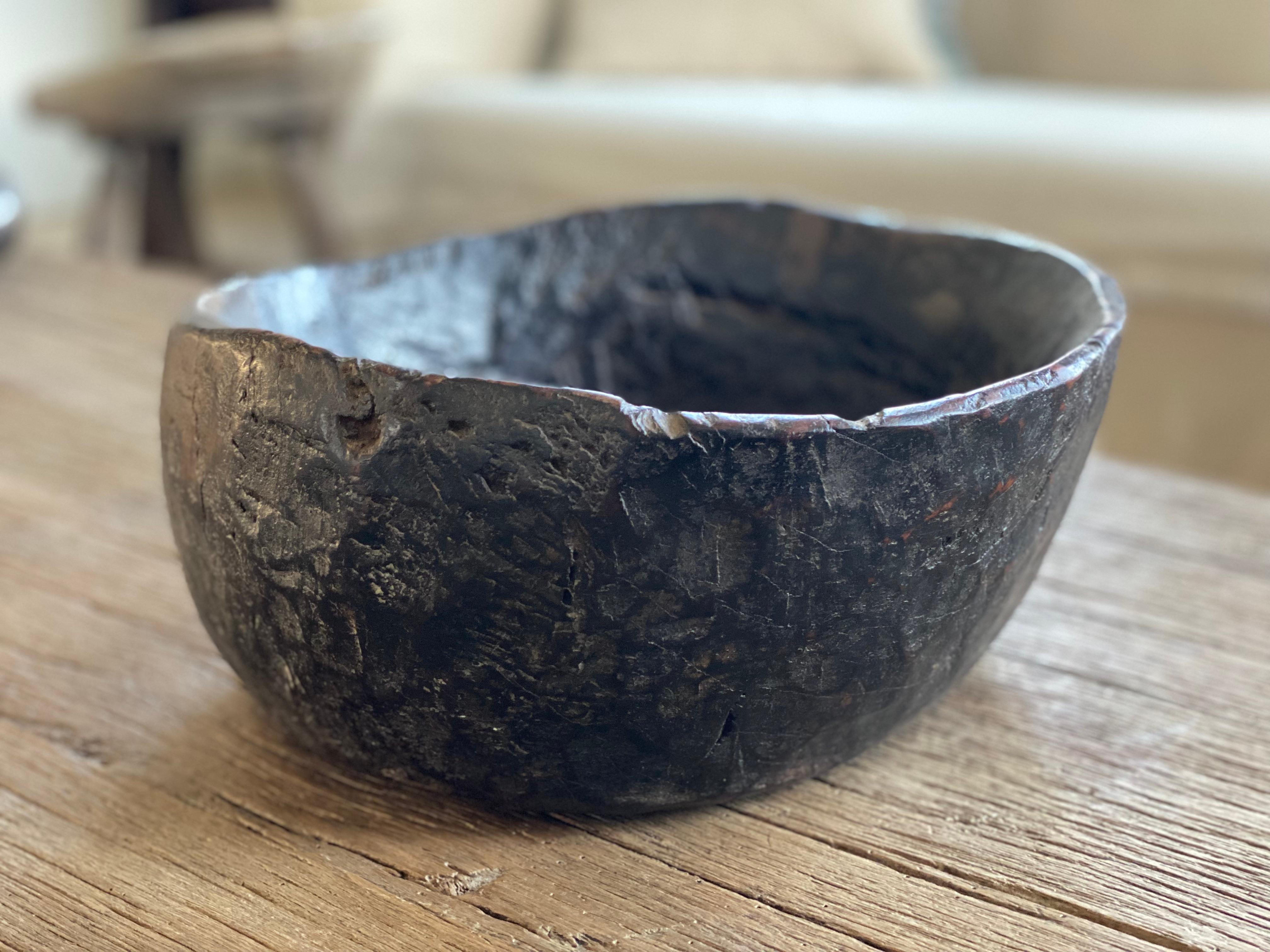 Country Antique Walnut Wooden Bowl For Sale
