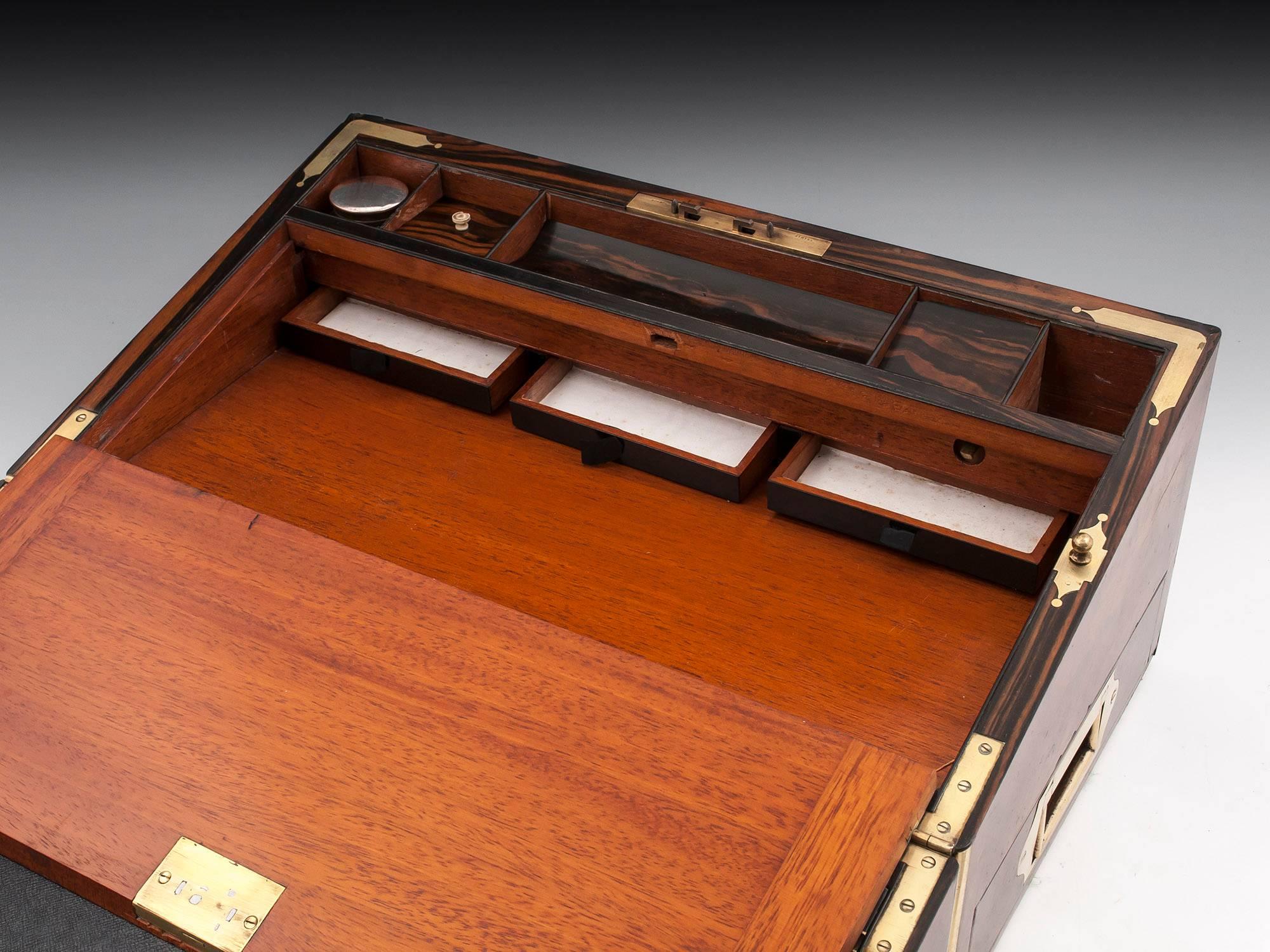 Antique Walnut Writing Box with Secret Document Drawer 4