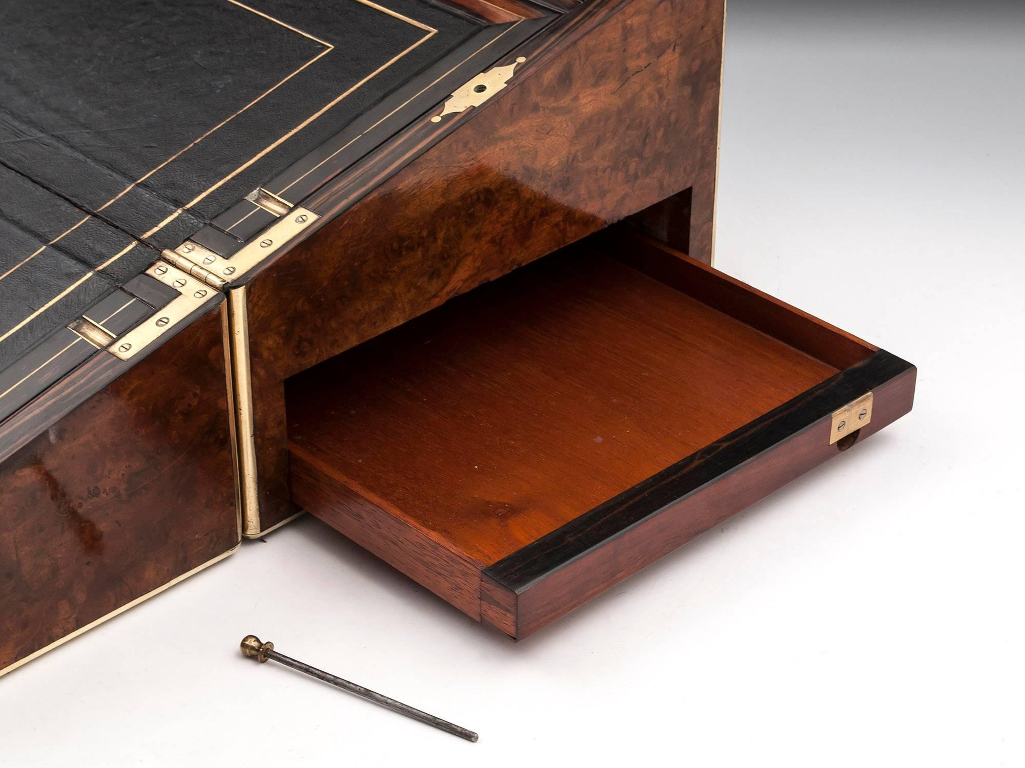 Antique Walnut Writing Box with Secret Document Drawer 7
