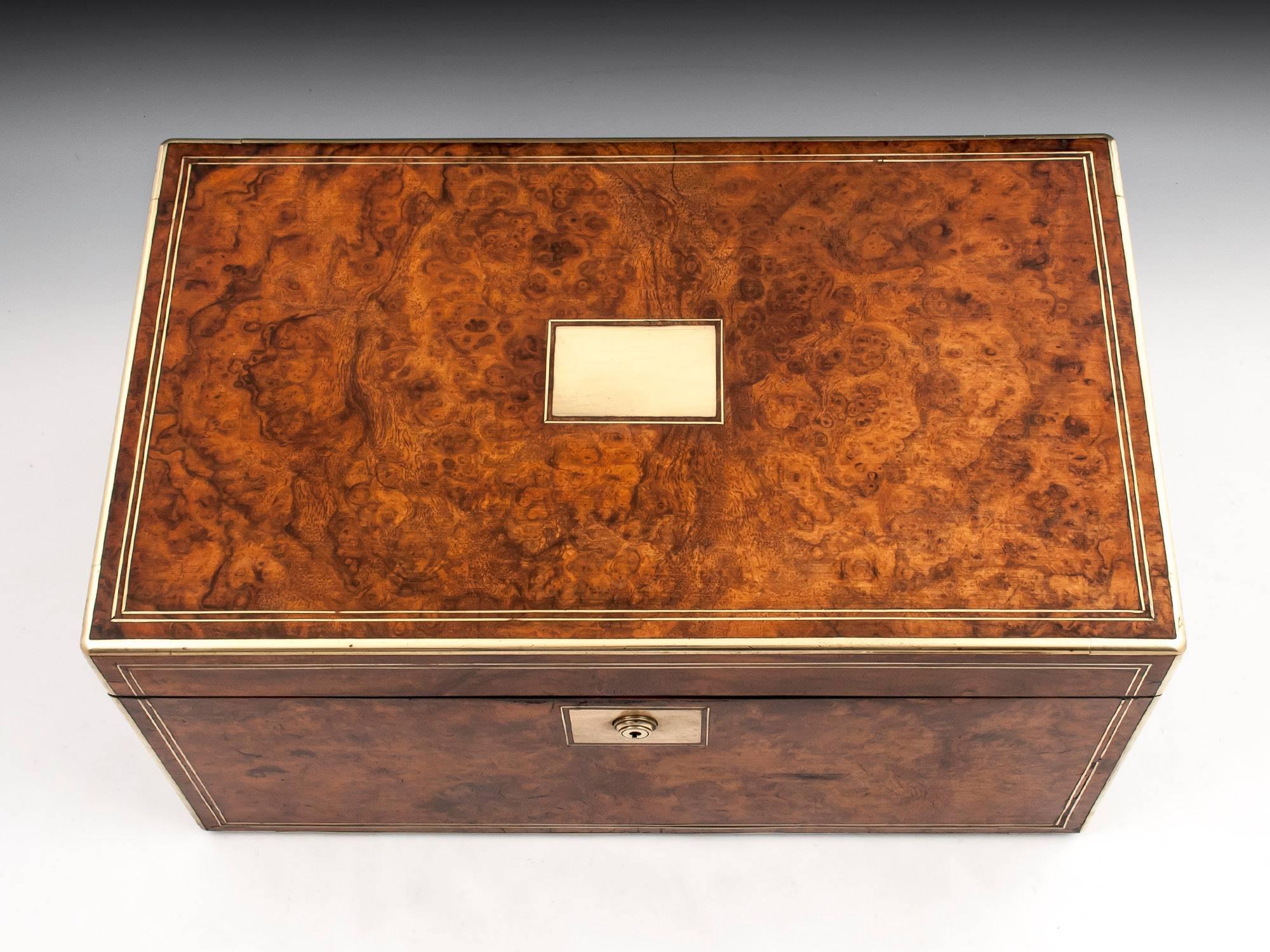 Victorian Antique Walnut Writing Box with Secret Document Drawer