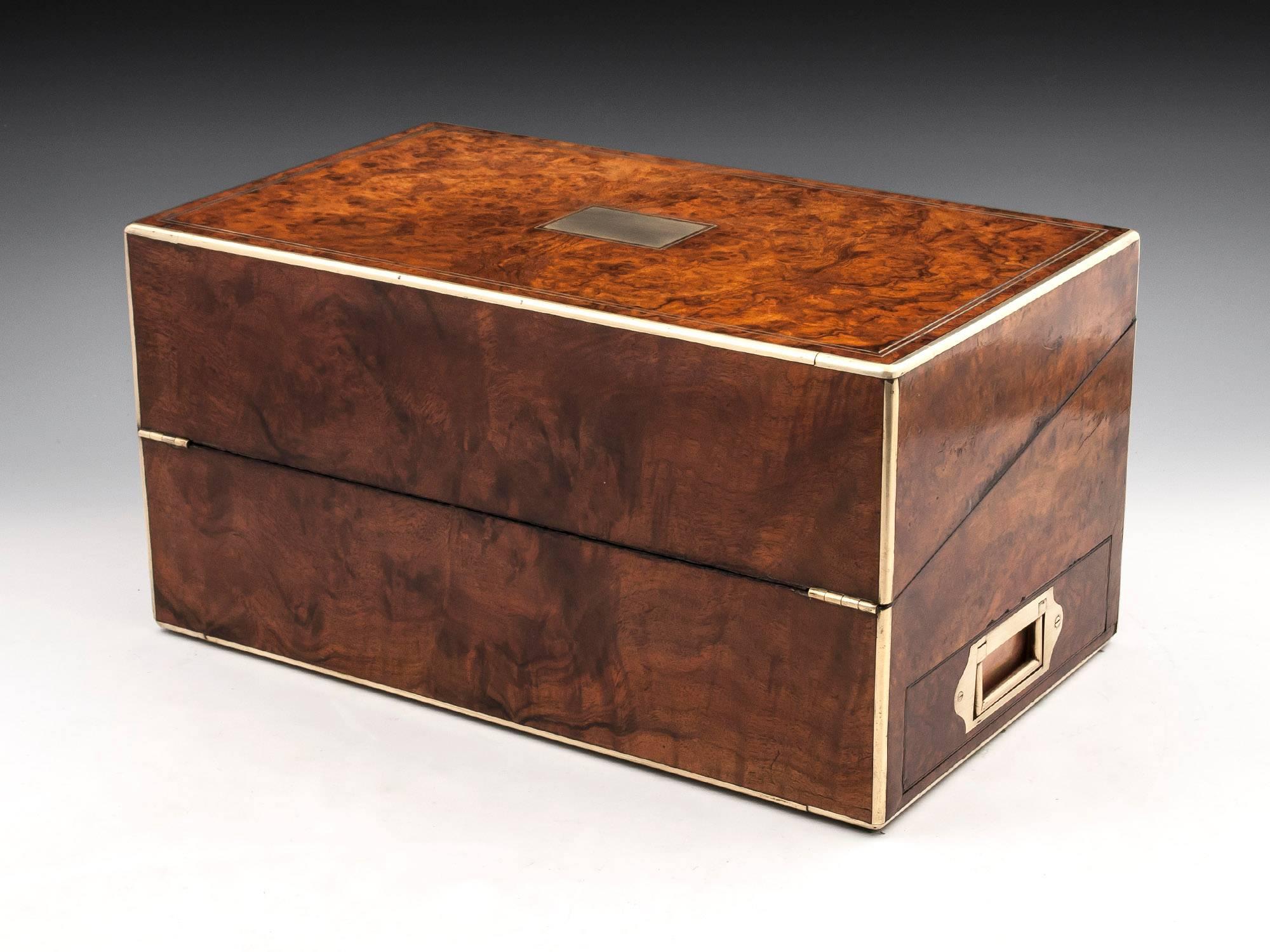 Antique Walnut Writing Box with Secret Document Drawer In Good Condition In Northampton, United Kingdom