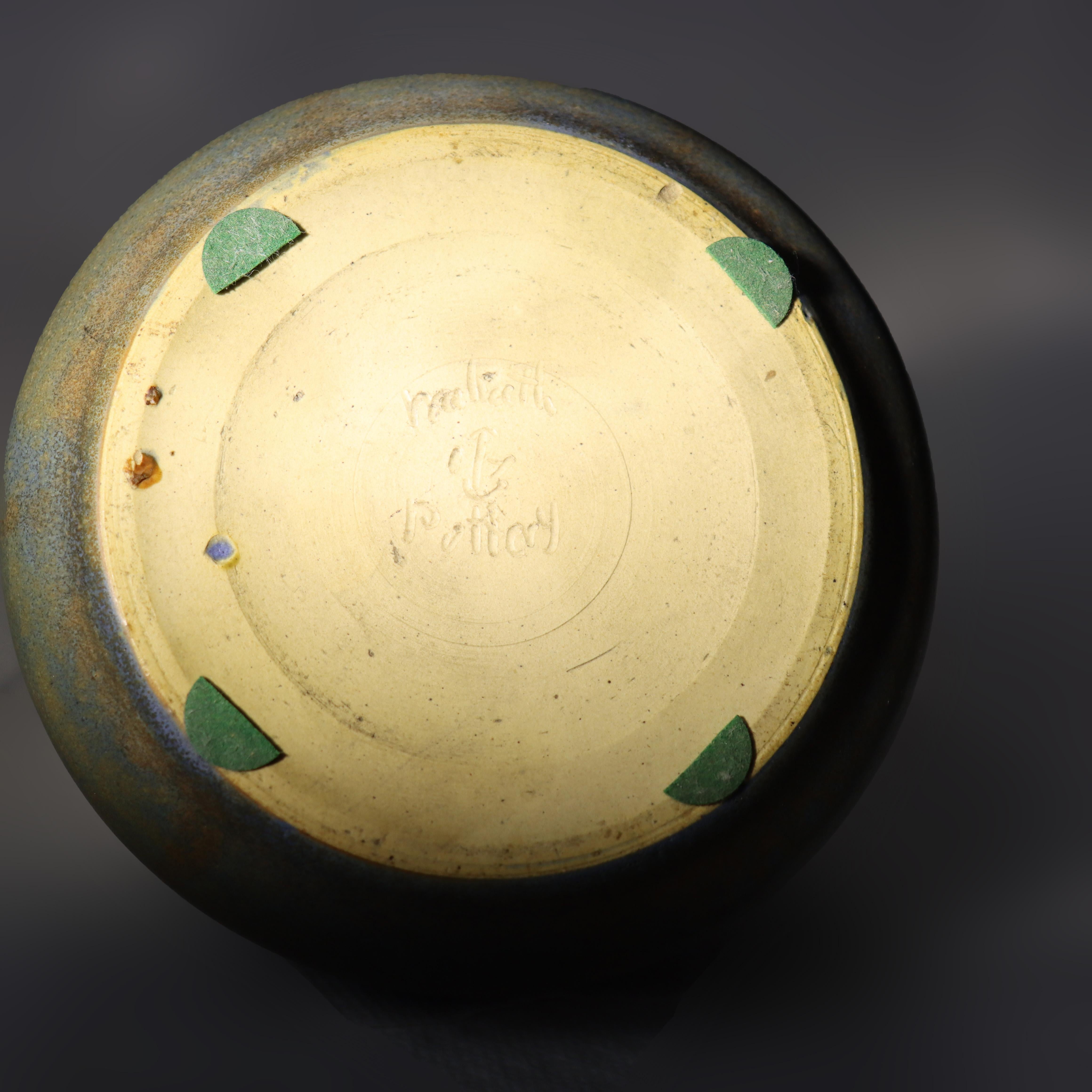 Antique Walrath Pottery Vase With Tree Pattern Signed C1920 For Sale 3