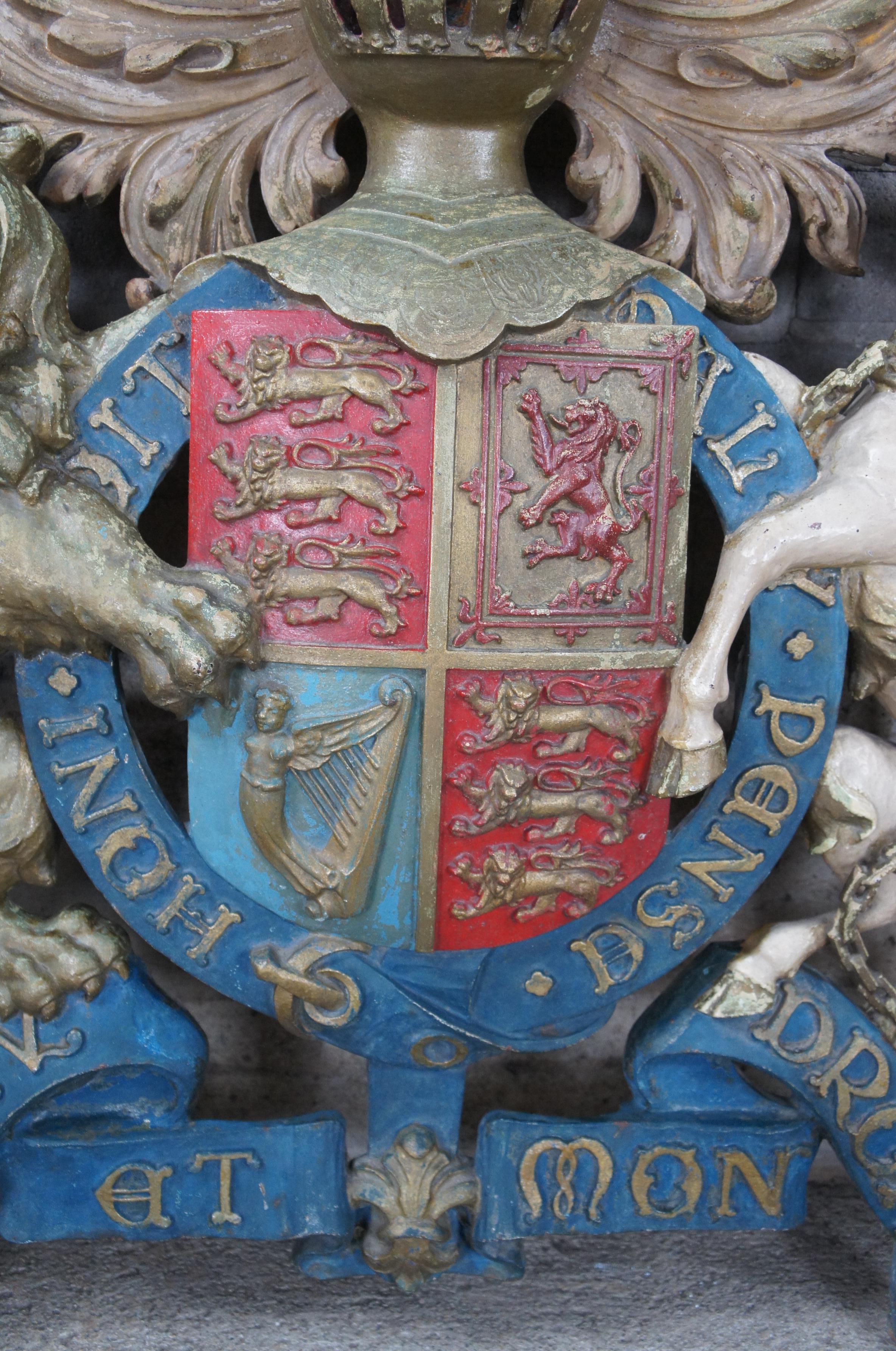 Antique Walter MacFarlane & Co English Cast Iron Royal Coat Of Arms Shield 61