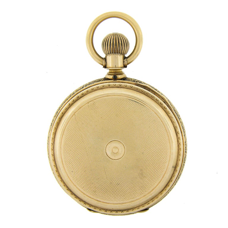 Antique Waltham 15j 6s Pocket Watch 14k Yellow Gold Diamond  display picture 2