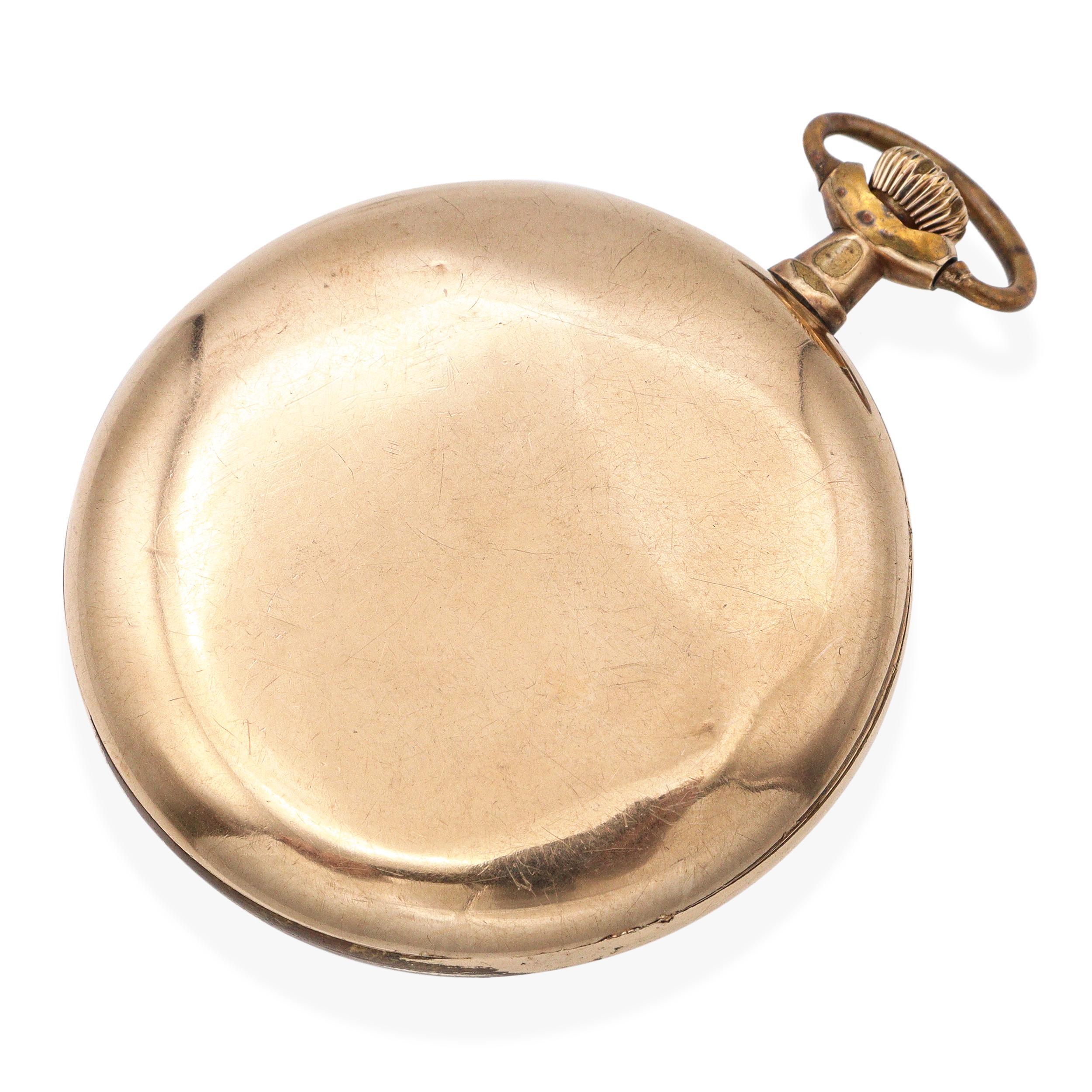 da uomo o donna Antico orologio da tasca Waltham Crescent St. riempito d'oro con 21 Jewell di dimensioni 16s in vendita