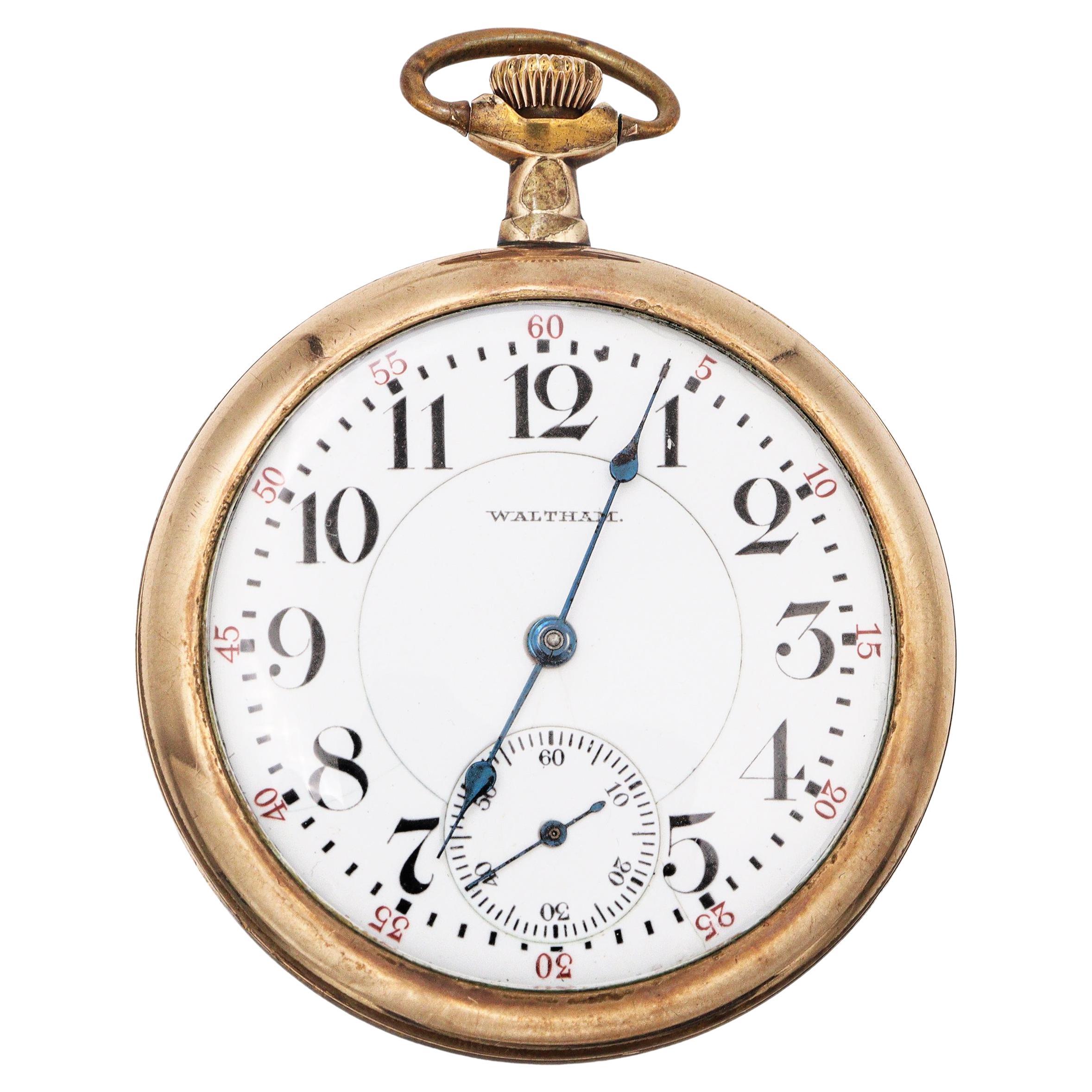 Antike Waltham Crescent St. Gold gefüllt 21 Jewel Größe 16s Taschenuhr
