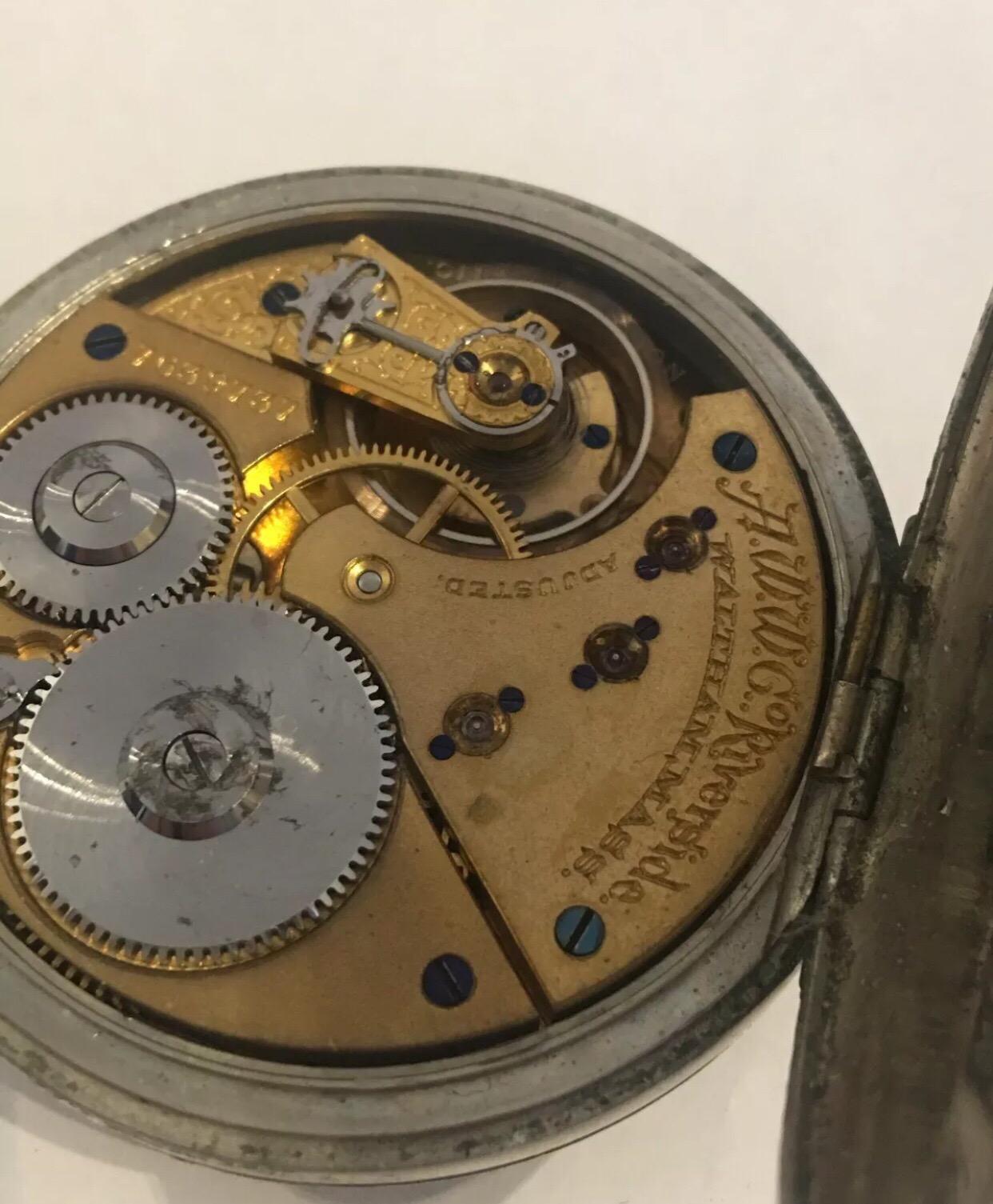 Antique Waltham Mass Pocket Watch Signed Fattorini & Sons, Bradford Non Magnetic In Good Condition For Sale In Carlisle, GB