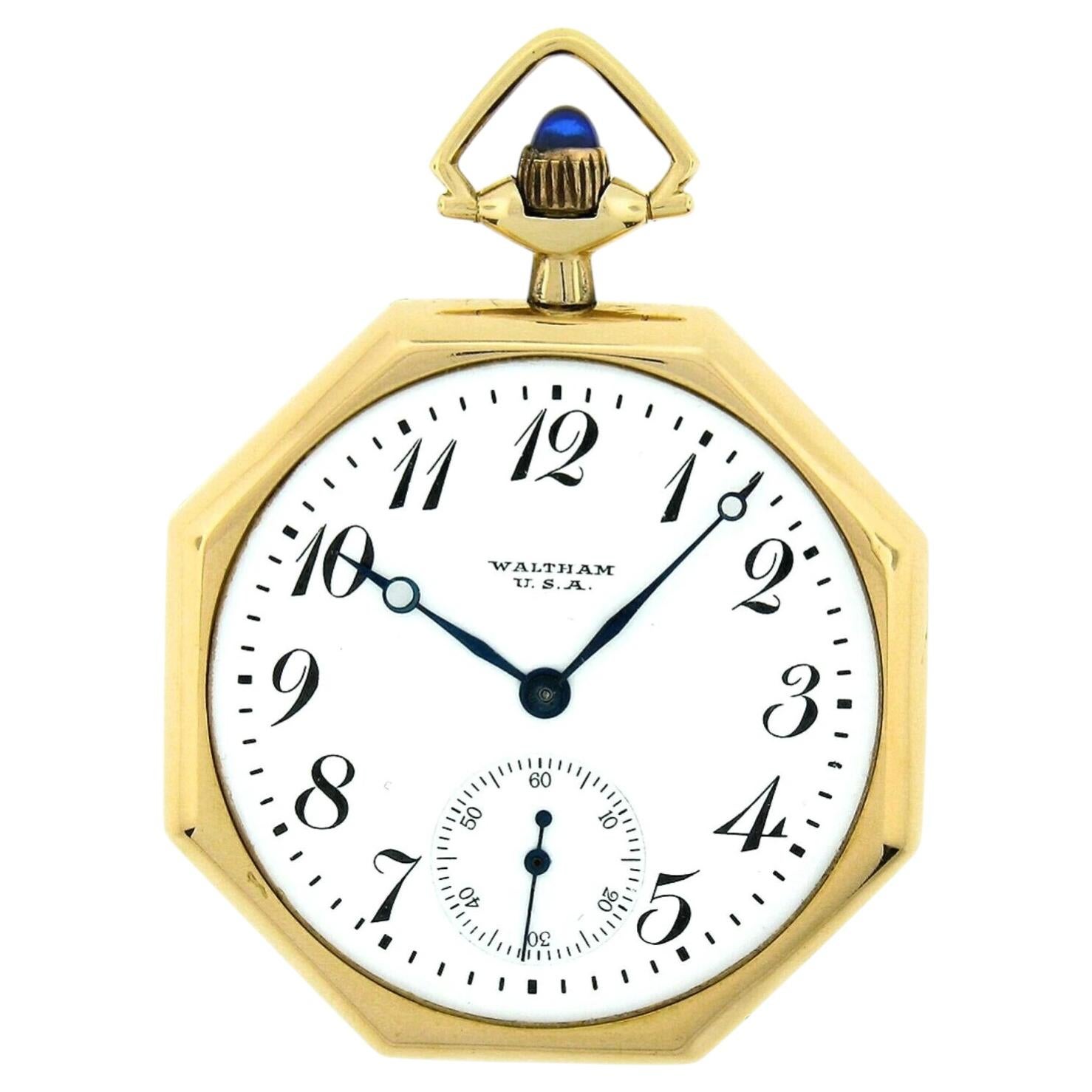 Antique Waltham Model 1894 No. 220 12s Pocket Watch 14k Gold Swing-Out Case For Sale