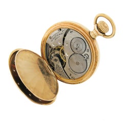Antique Waltham Model 1907 No. 161 0s Pocket Watch 14k Gold Diamond Hunter Case