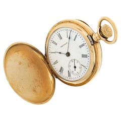Antique Waltham Model 1907 No. 161 0s Pocket Watch 14k Gold Diamond Hunter Case