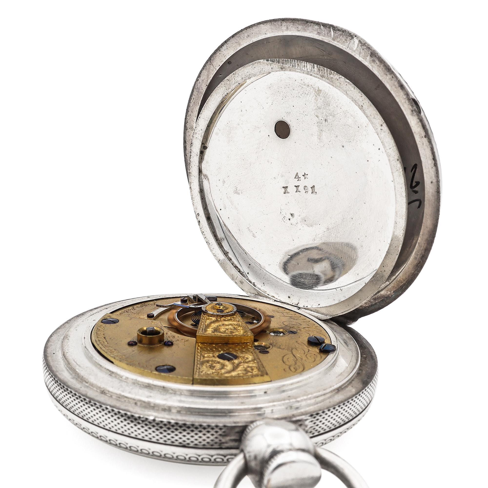 Women's or Men's Antique Waltham P.S. Bartlett Size 18 Coin Silver Case GF Chain Pocket Watch For Sale