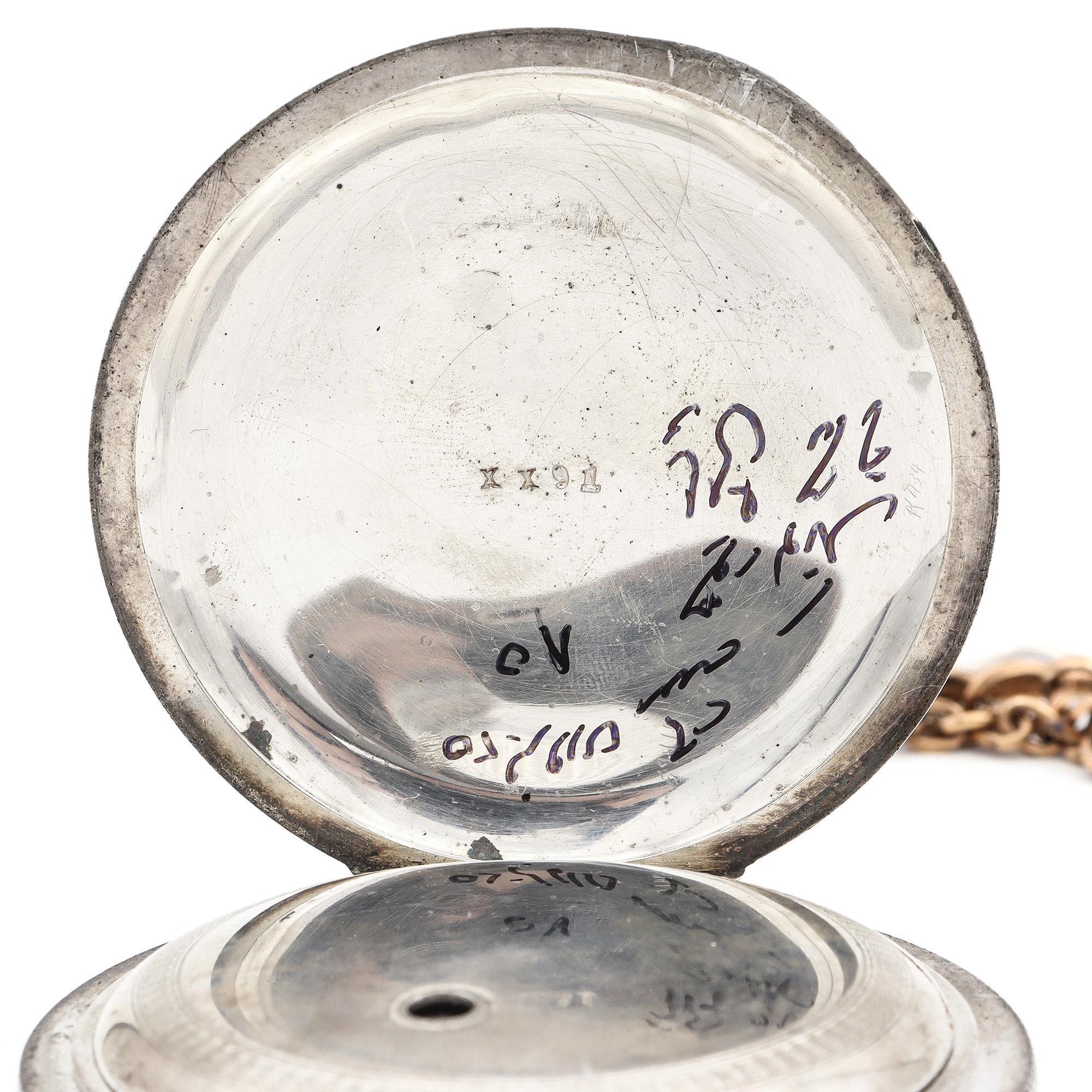 Antique Waltham P.S. Bartlett Size 18 Coin Silver Case GF Chain Pocket Watch For Sale 1