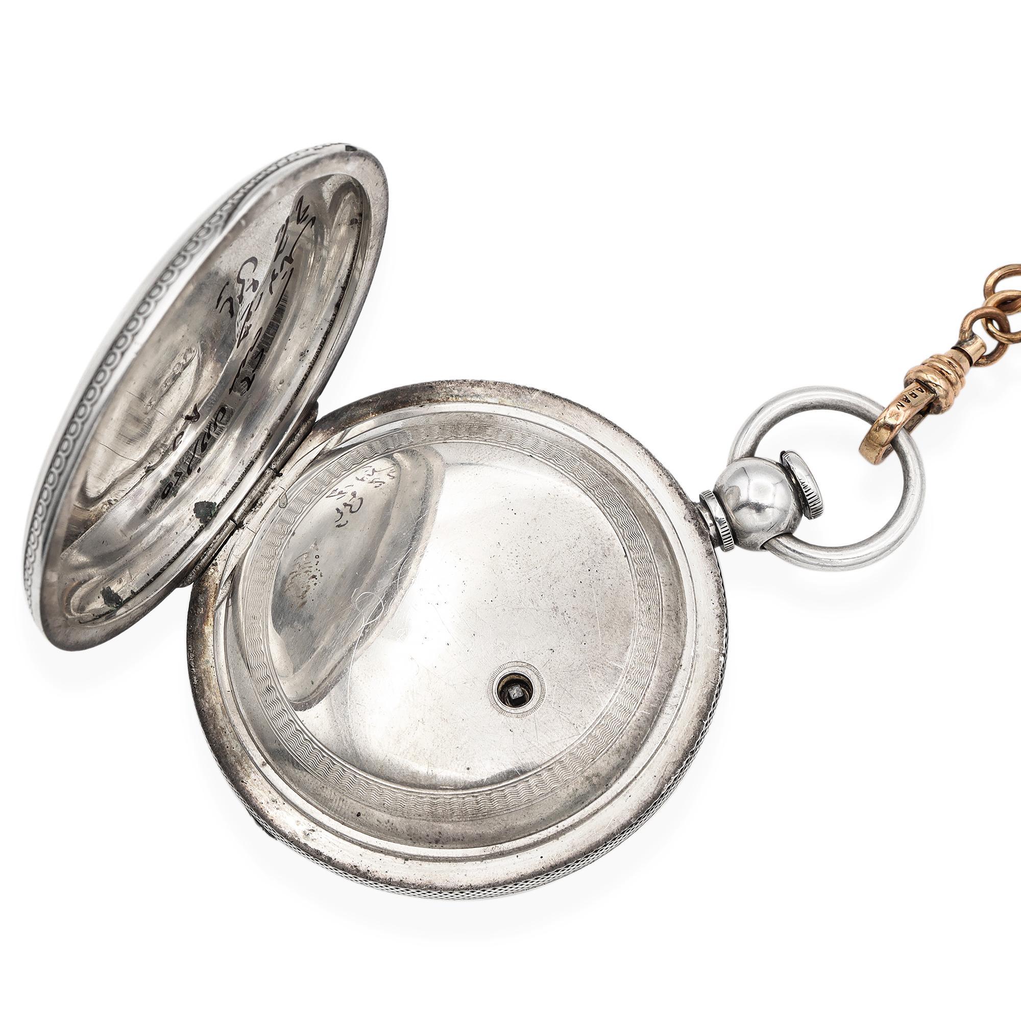 Antique Waltham P.S. Bartlett Size 18 Coin Silver Case GF Chain Pocket Watch For Sale 2