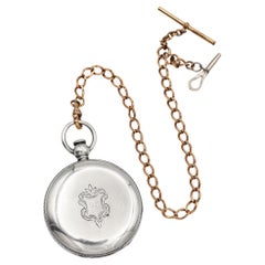 Antique Waltham P.S. Bartlett Size 18 Coin Silver Case GF Chain Pocket Watch