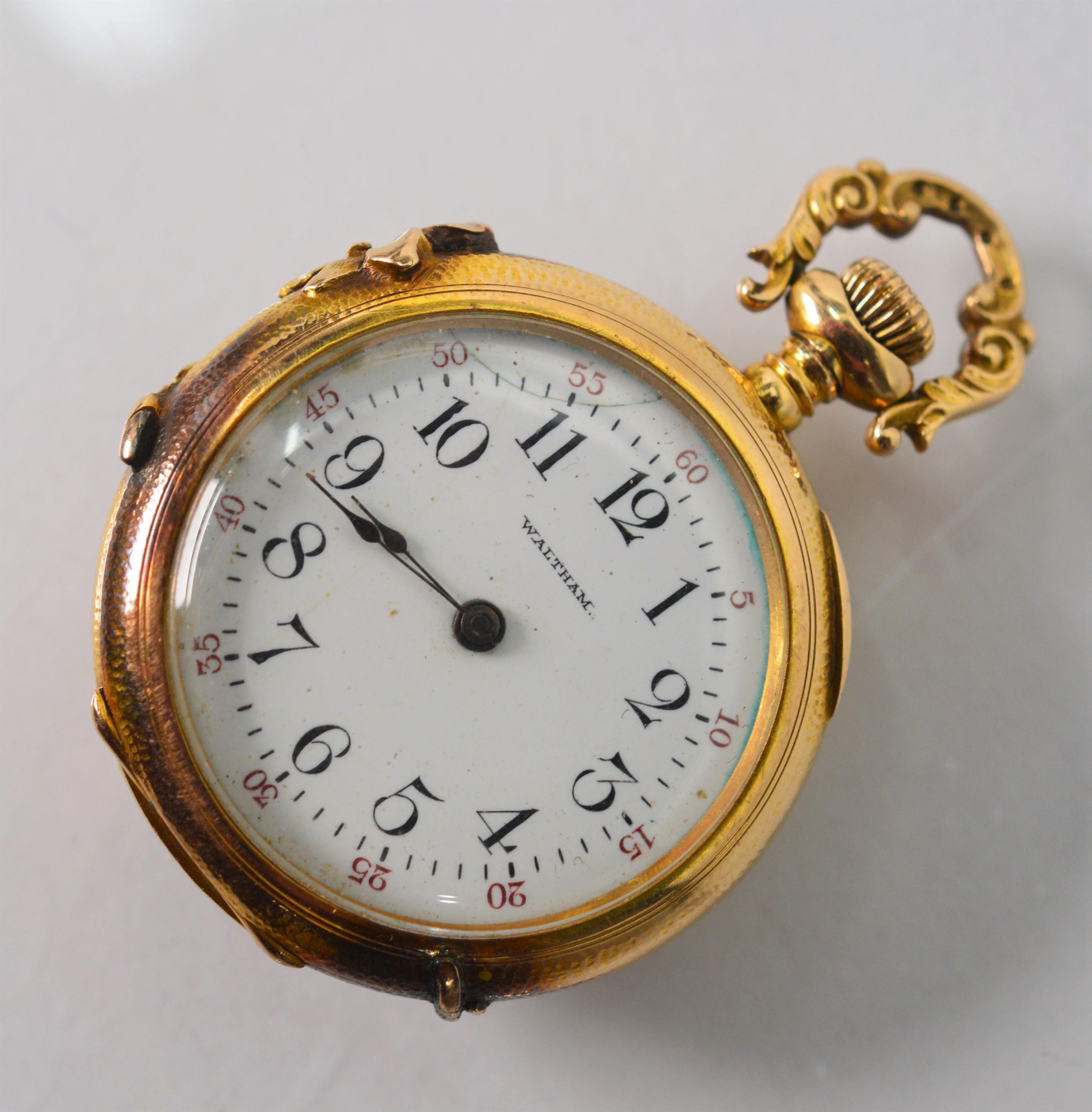 Antique Waltham Watch Co. Ladies 14 Karat Yellow Gold Diamond Watch