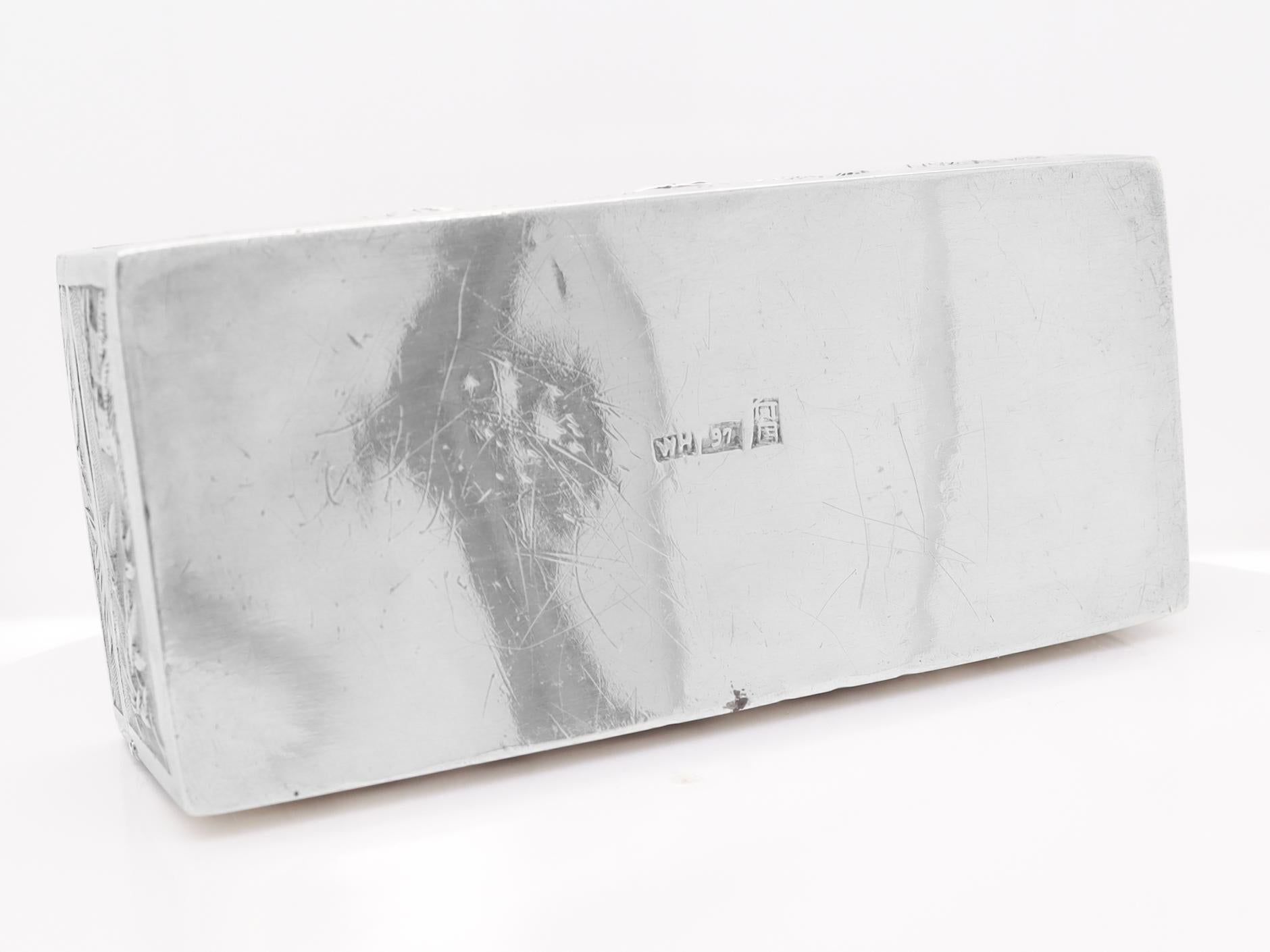 Antike Wang Hing & Co. Chinesischer Export-Silber-Repousse-Schachtel mit Dorfszenen 5