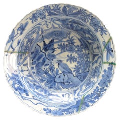Antique Wanli Ming Chinese Porcelain Kraak Landscape Klapmuts EGRET Mark