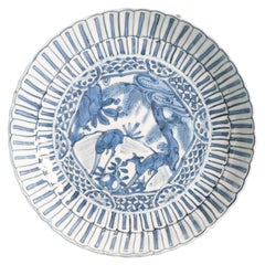 Antique Wanli Ming Chinese Porcelain Kraak Plate 2 Deers Classic Design