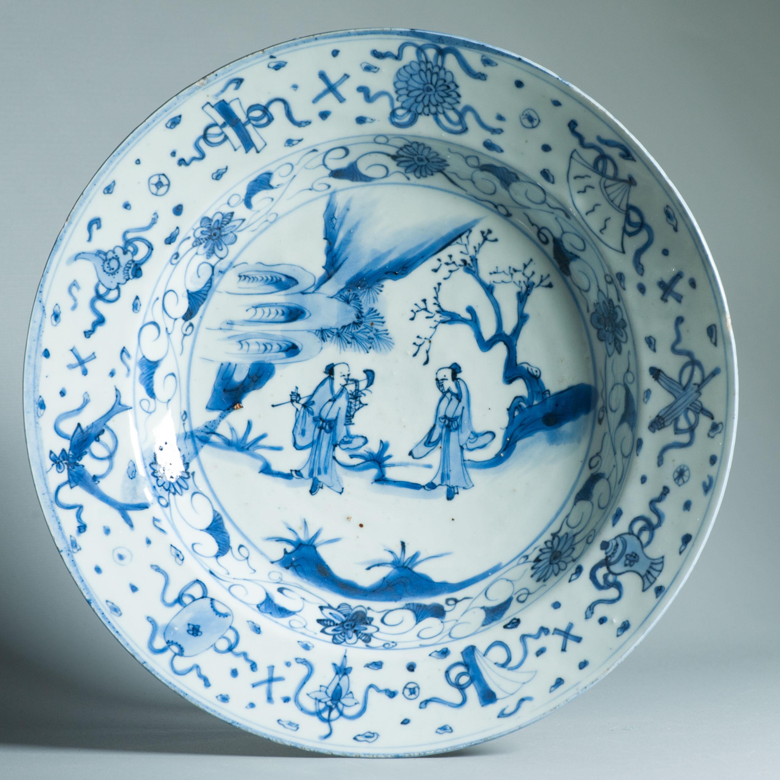 Antiker Wanli / Tianqi Ming Chinesischer Porzellan-Kraak-Figurenteller aus Porzellan mit chinesischem Geschmack im Angebot 5