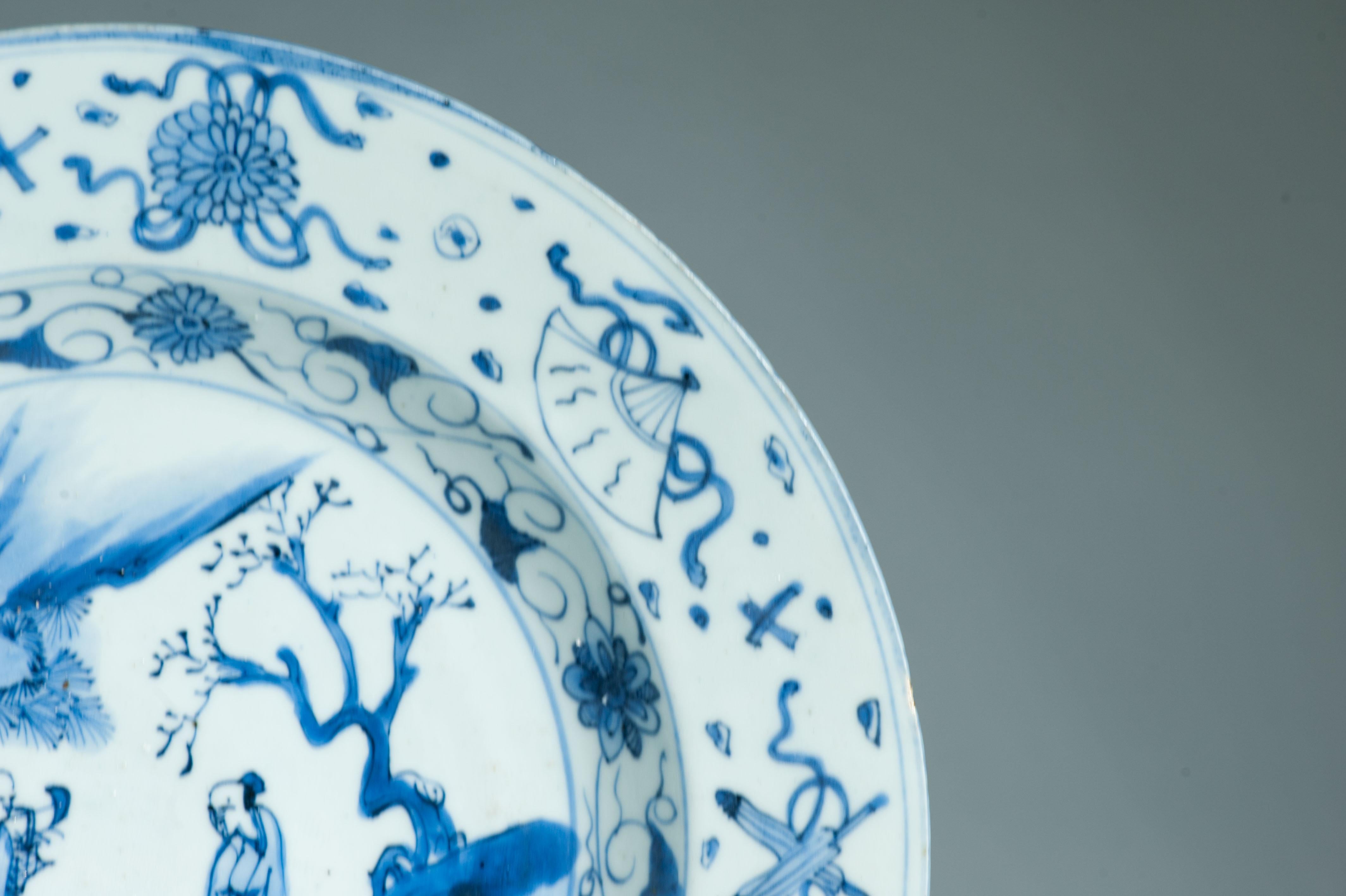 Antiker Wanli / Tianqi Ming Chinesischer Porzellan-Kraak-Figurenteller aus Porzellan mit chinesischem Geschmack im Angebot 6