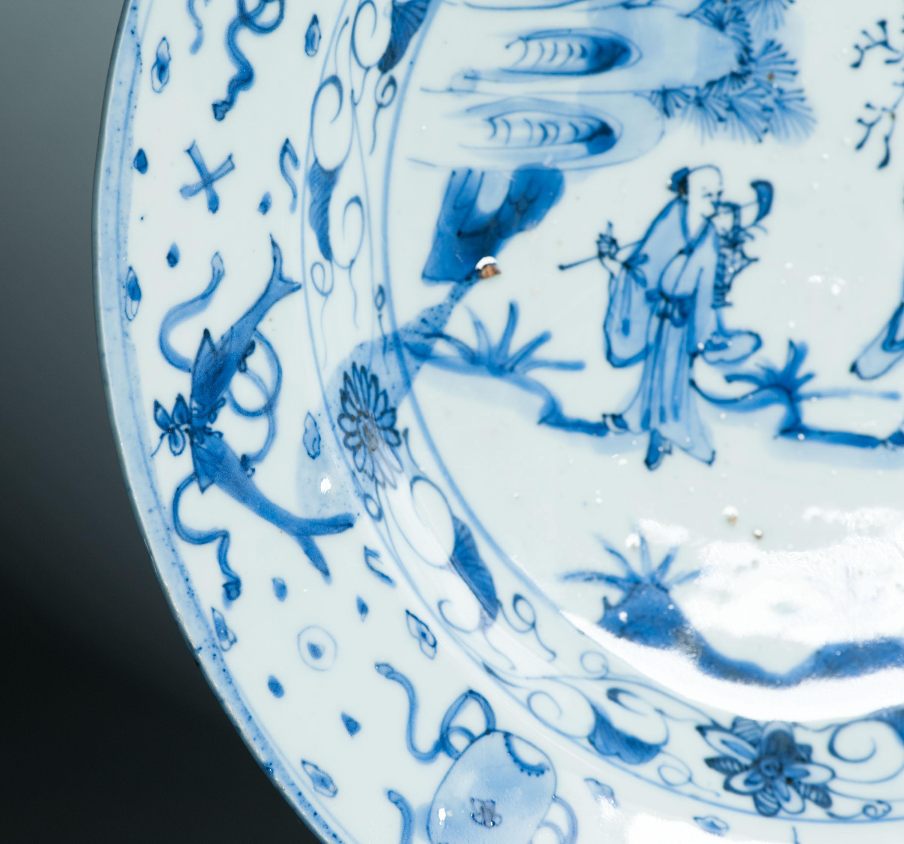 Antiker Wanli / Tianqi Ming Chinesischer Porzellan-Kraak-Figurenteller aus Porzellan mit chinesischem Geschmack im Angebot 7