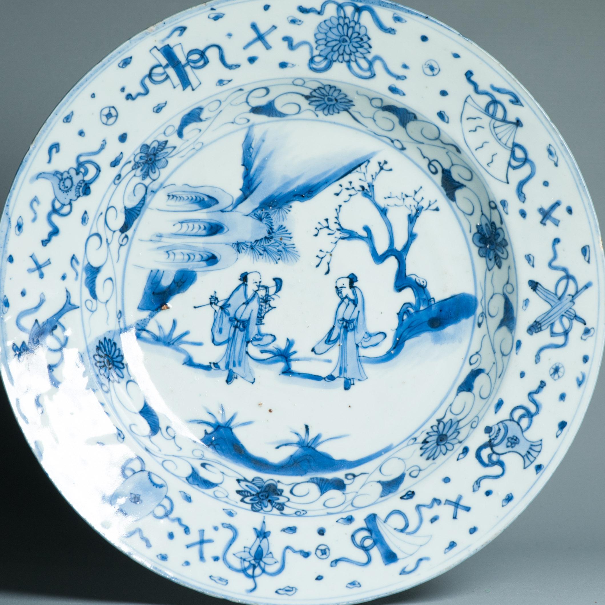 Antiker Wanli / Tianqi Ming Chinesischer Porzellan-Kraak-Figurenteller aus Porzellan mit chinesischem Geschmack im Angebot 8
