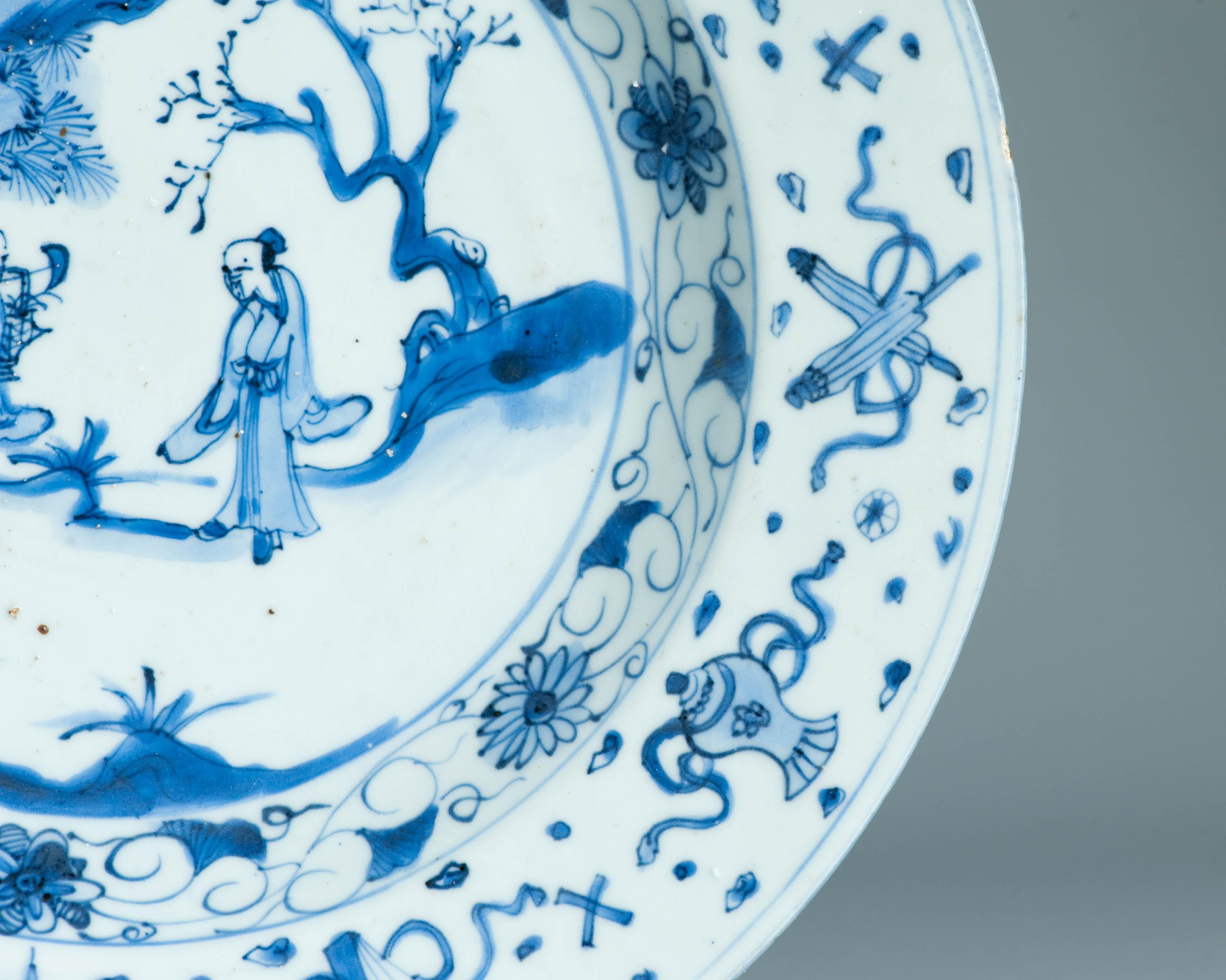 Antiker Wanli / Tianqi Ming Chinesischer Porzellan-Kraak-Figurenteller aus Porzellan mit chinesischem Geschmack im Angebot 12