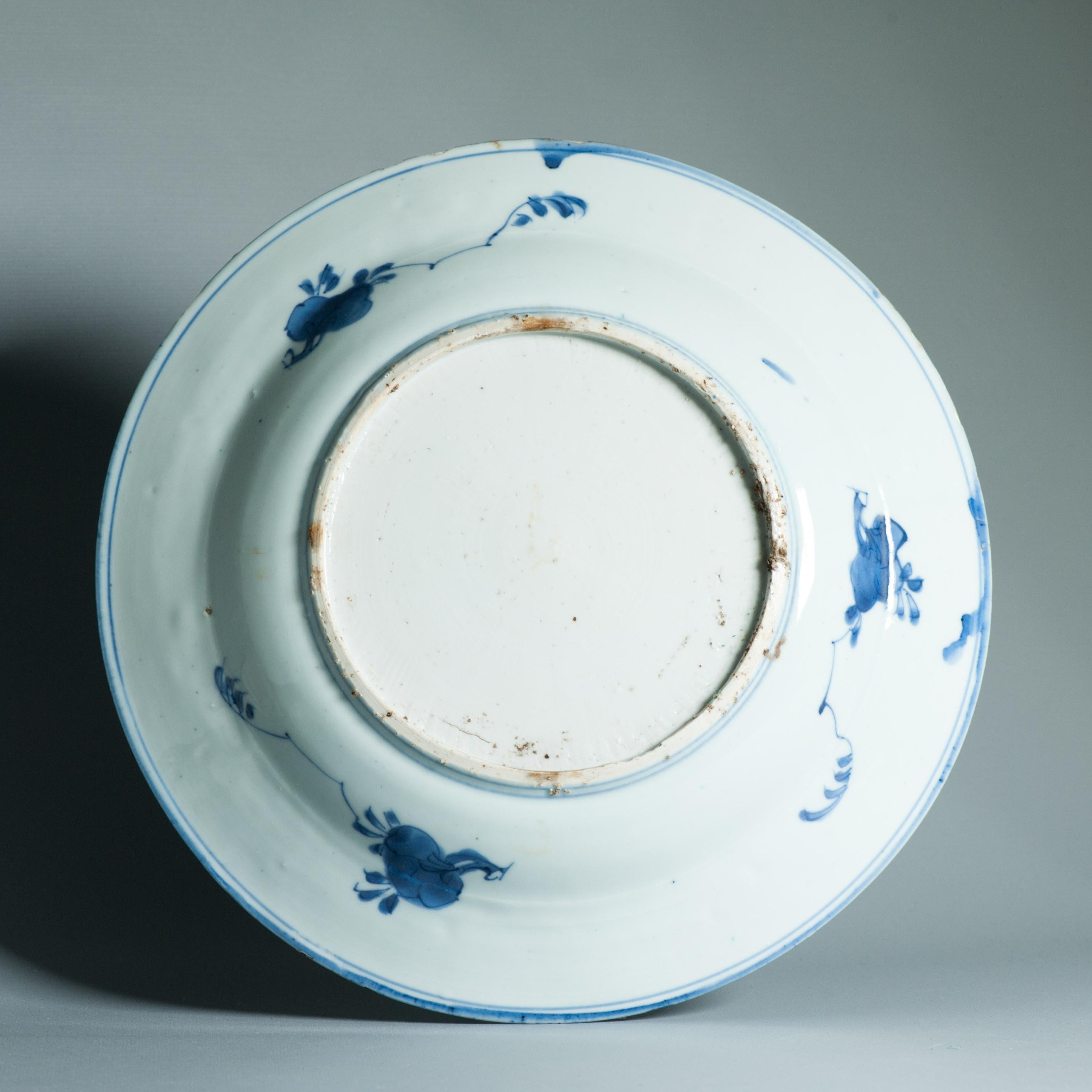 Ancienne assiette figurative chinoise Kraak en porcelaine de Wanli / Tianqi Ming en vente 12